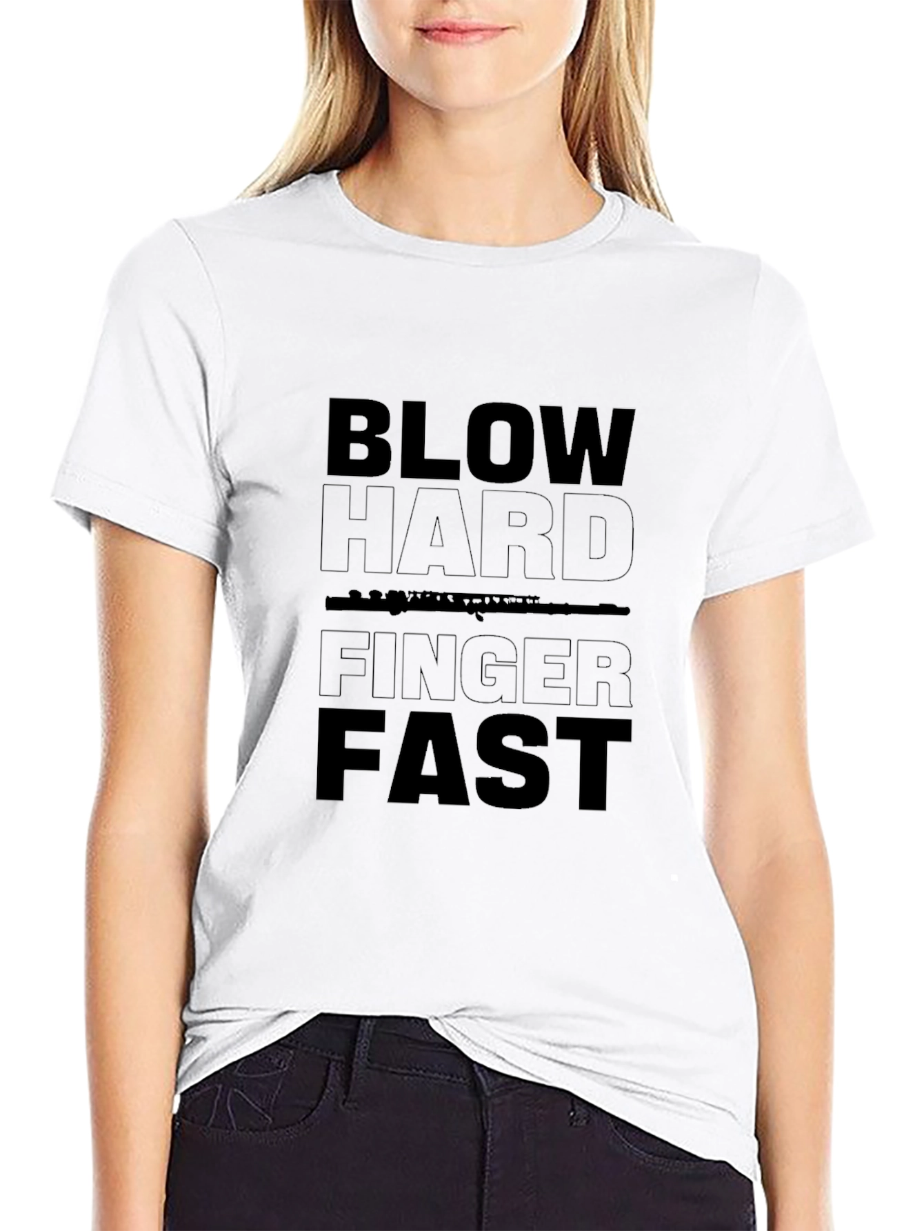 Black Blow Hard Finger Fast Graphic Tee