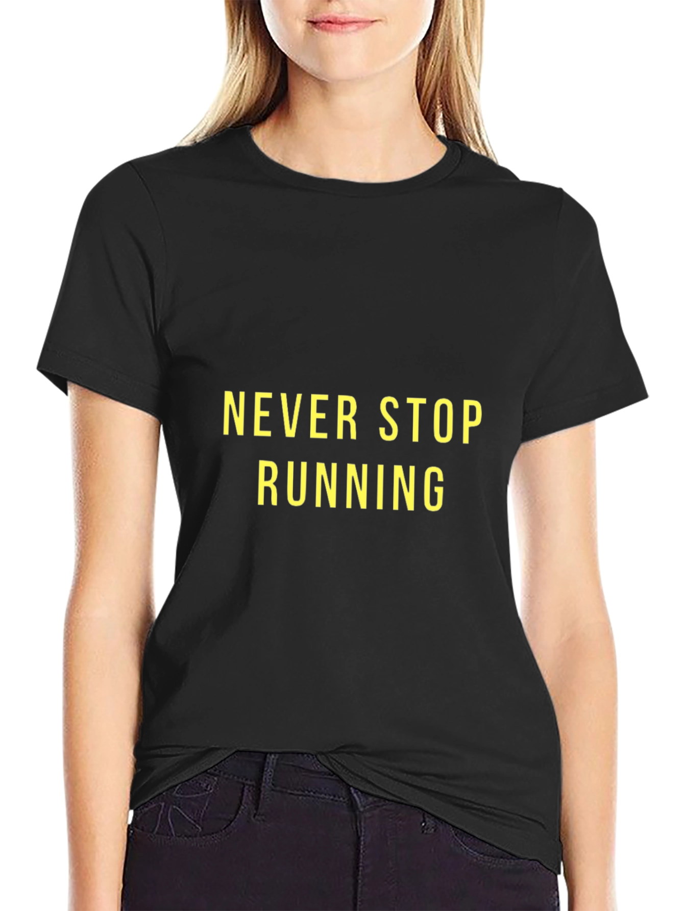 Never Stop Running Black Graphic Tee