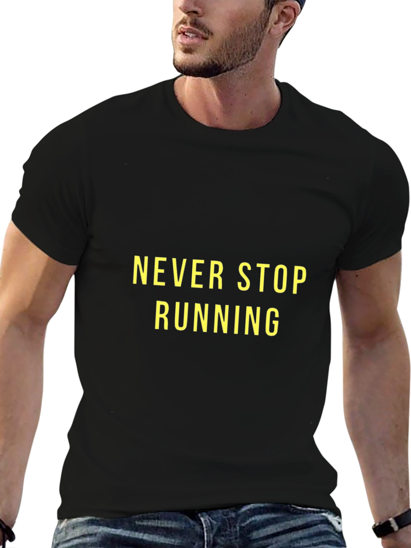 Never Stop Running Black Graphic Tee