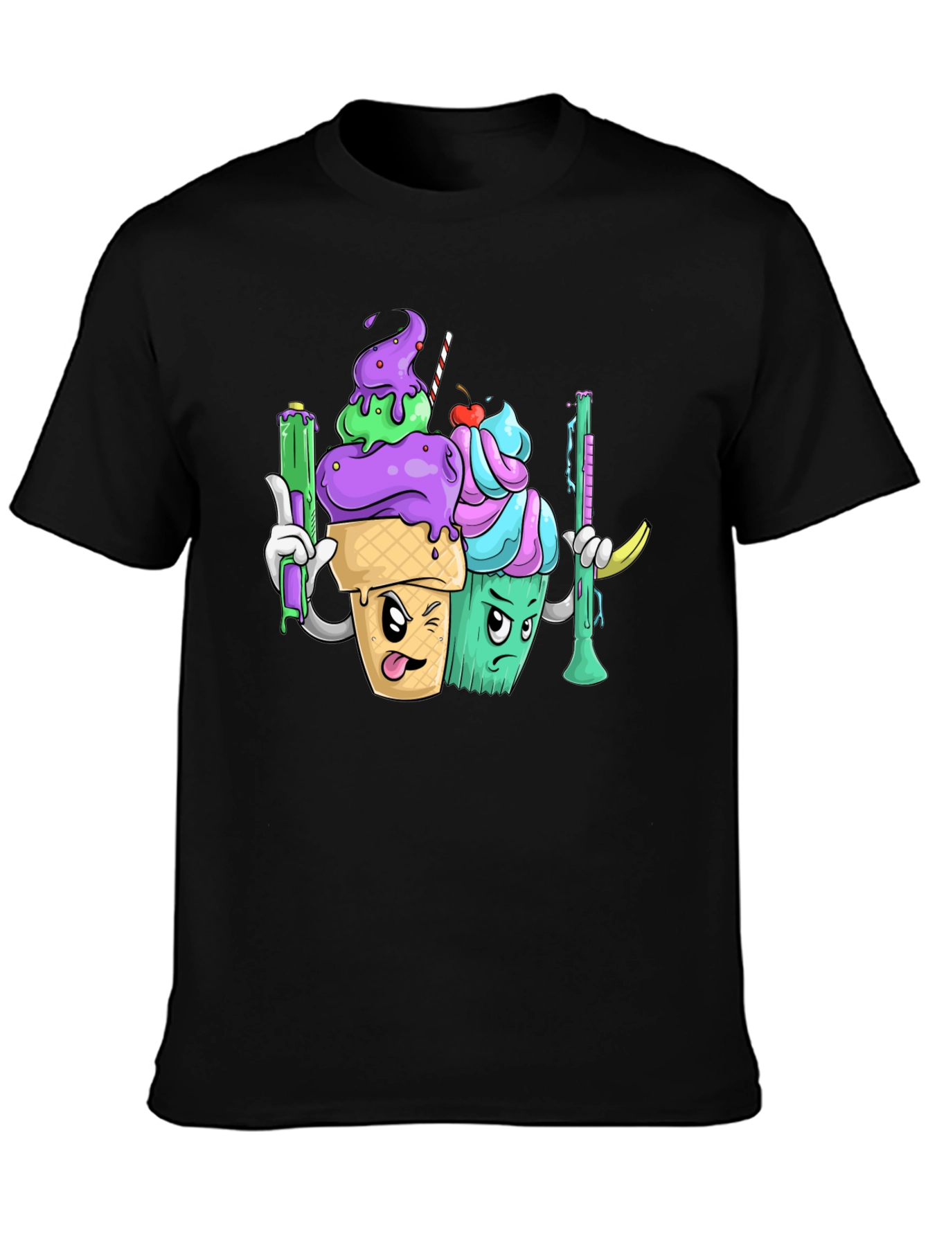 Cartoon Ice Cream Cone Graphic T-Shirt