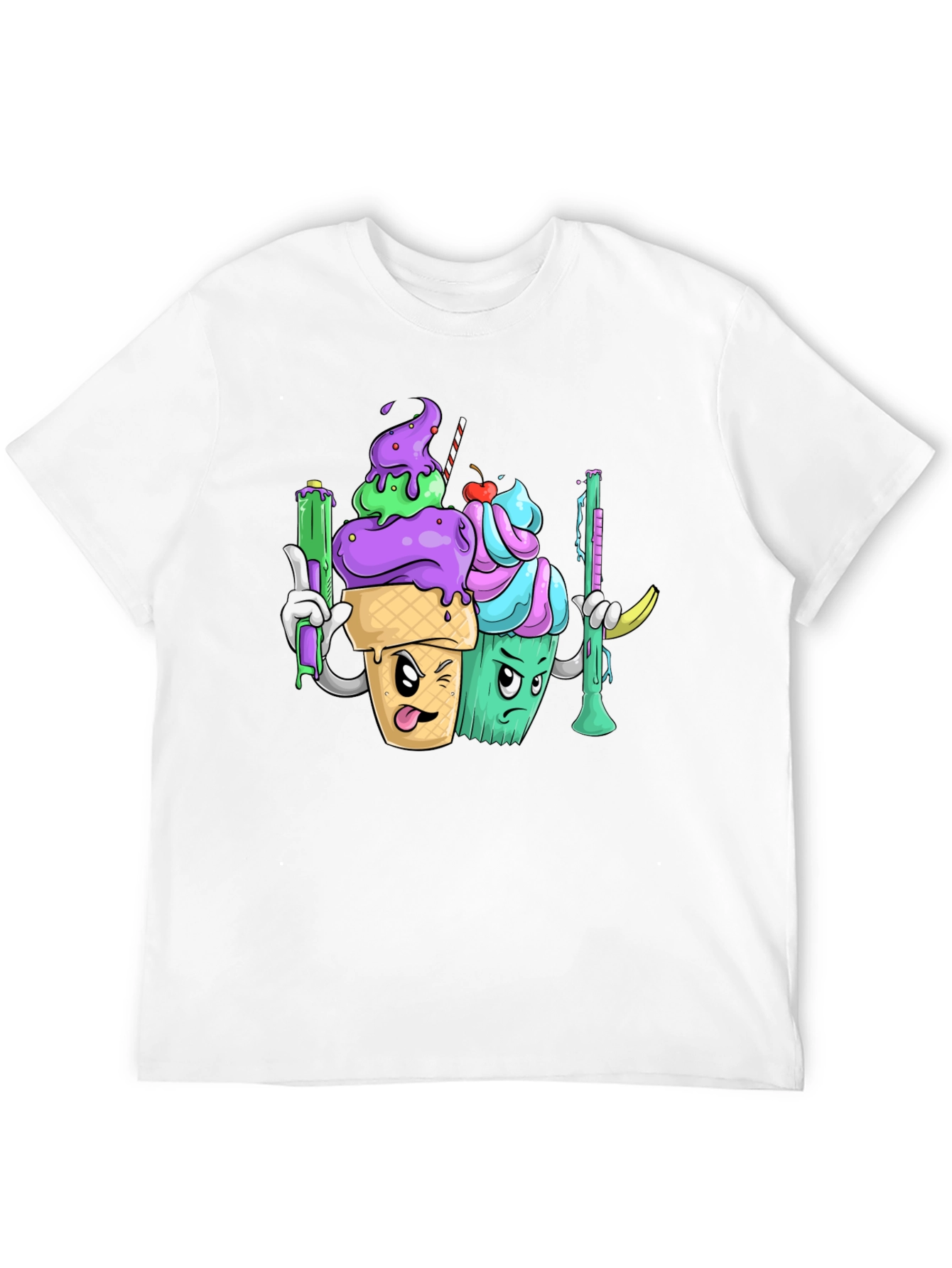Cartoon Ice Cream Cone Graphic T-Shirt
