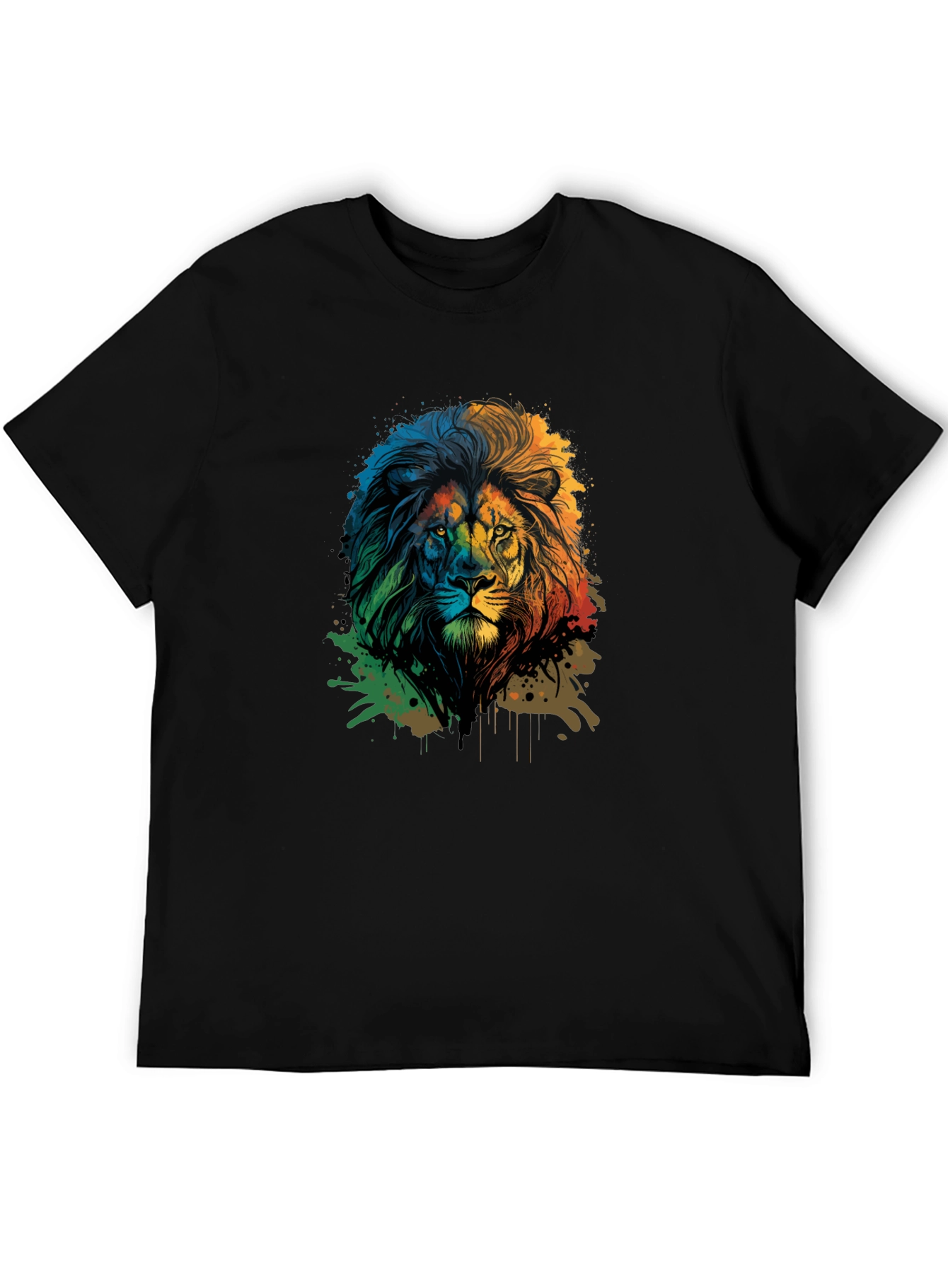 Lion Graphic Print Black Tee