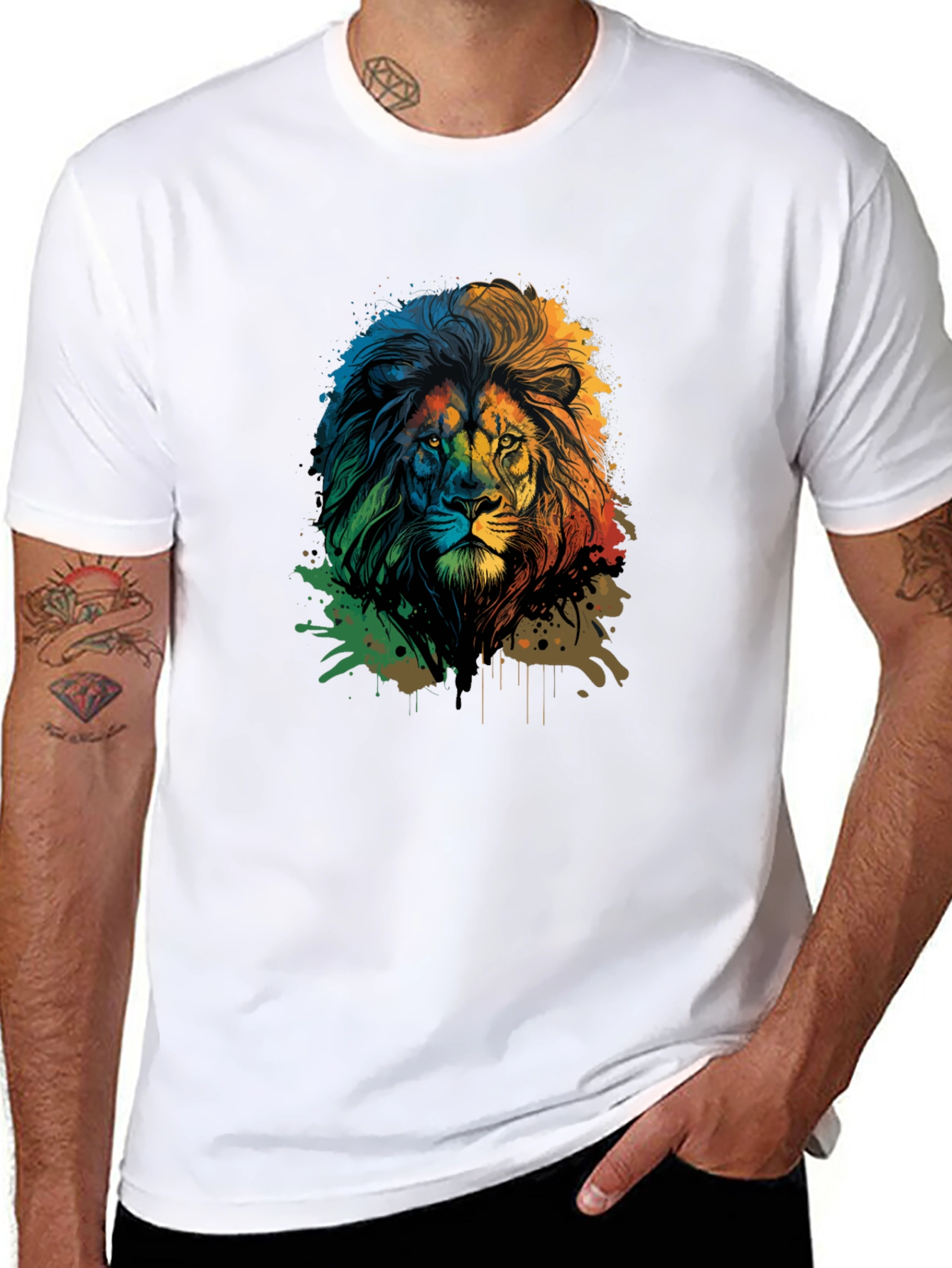 Lion Graphic Print Black Tee