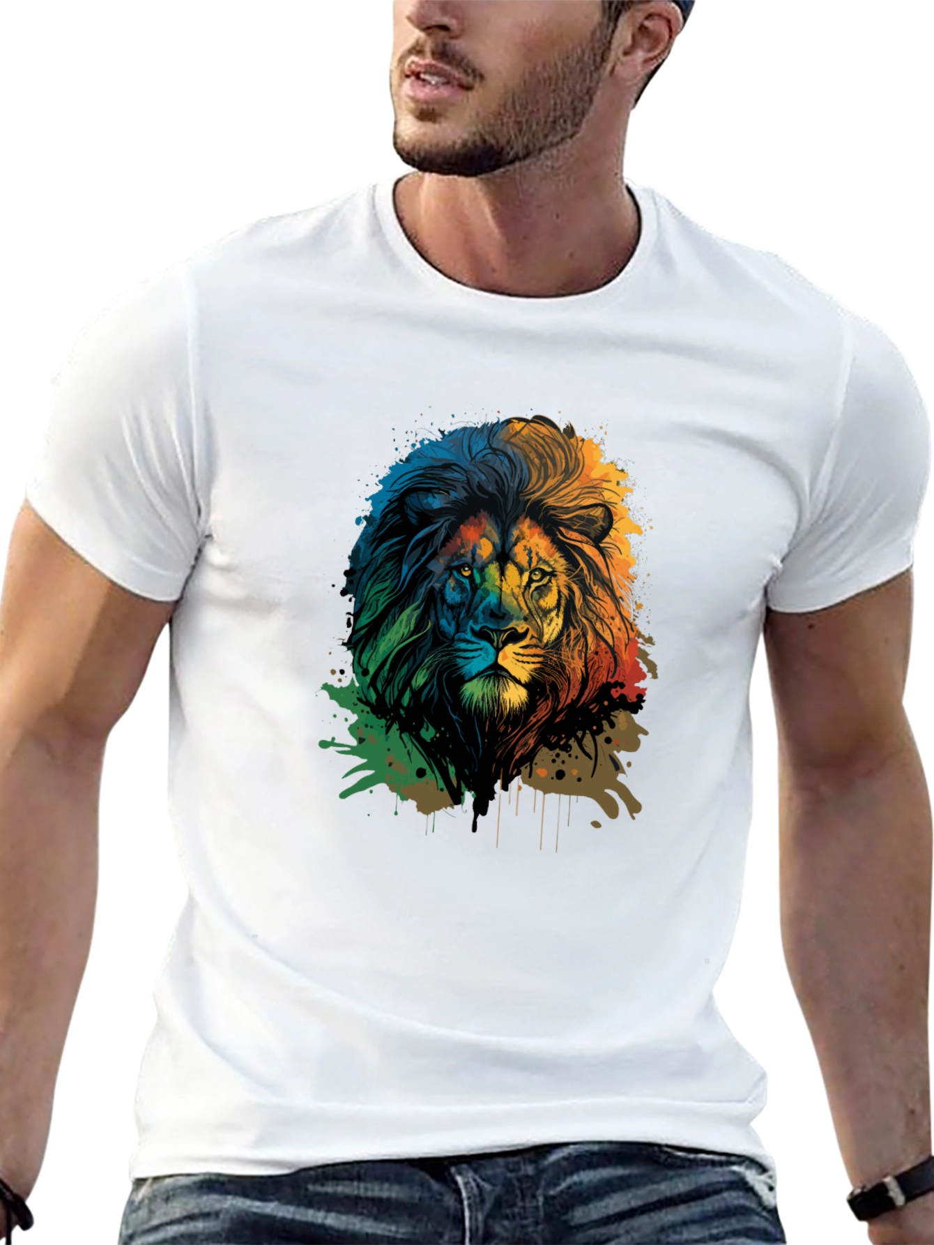 Lion Graphic Print Black Tee
