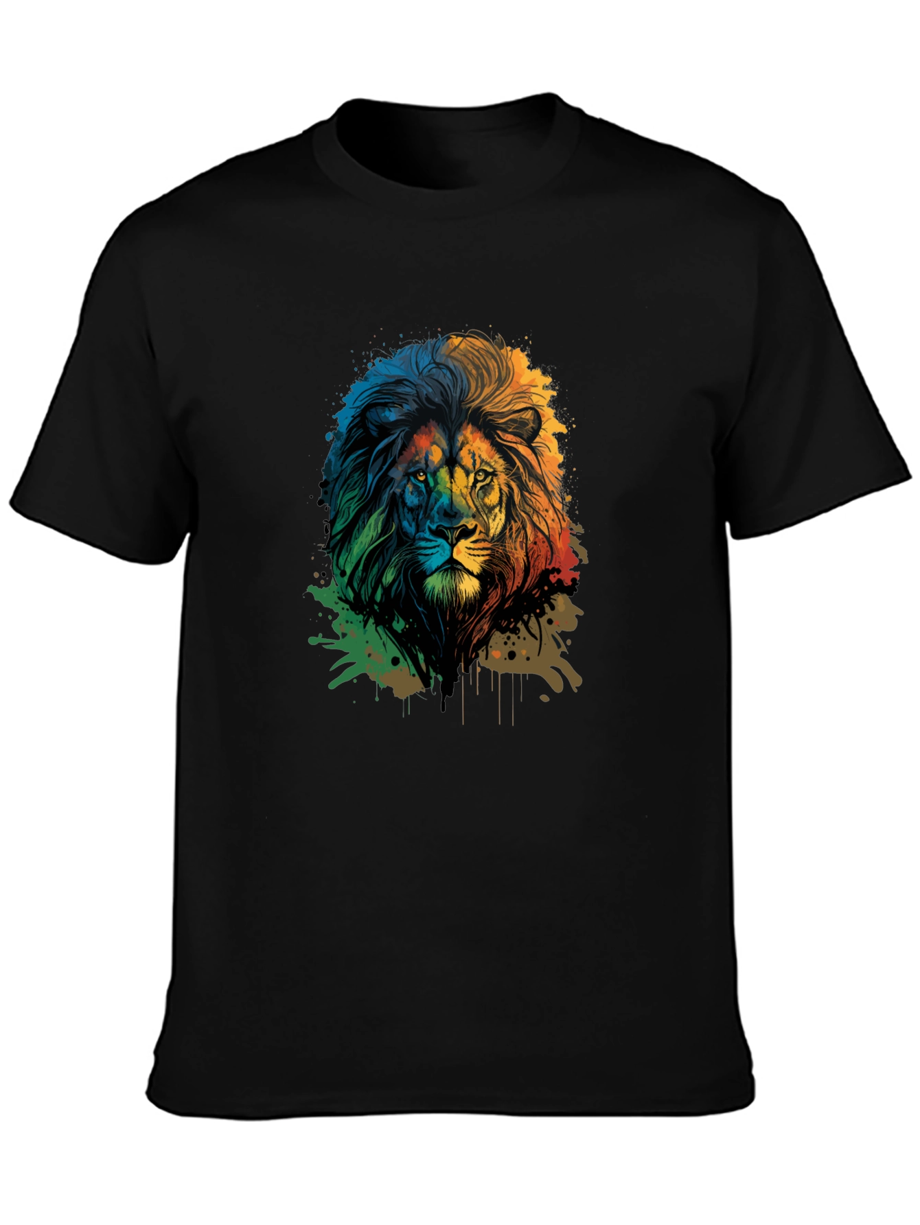 Lion Graphic Print Black Tee