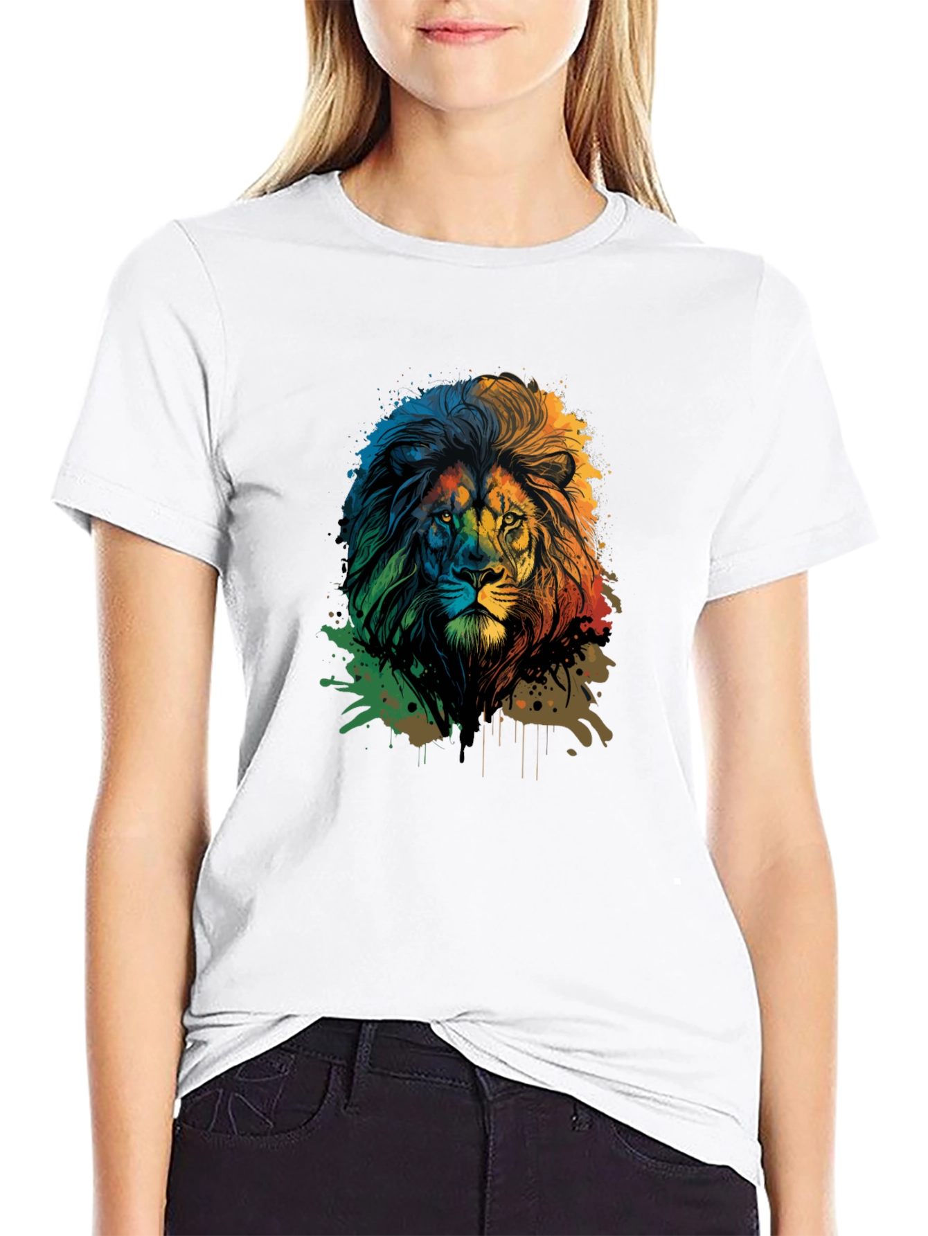 Lion Graphic Print Black Tee