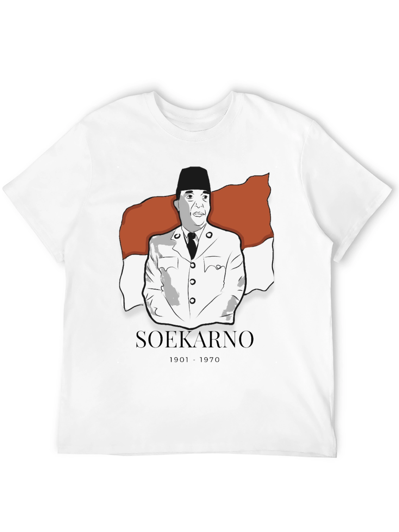 Soekarno Graphic Tee - Black Cotton Blend T-Shirt