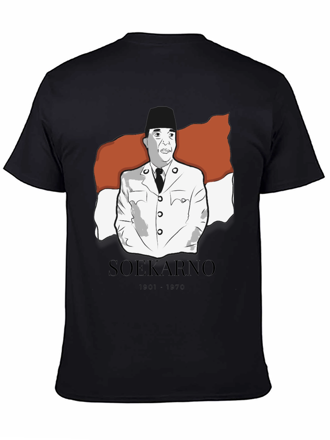 Soekarno Graphic Tee - Black Cotton Blend T-Shirt