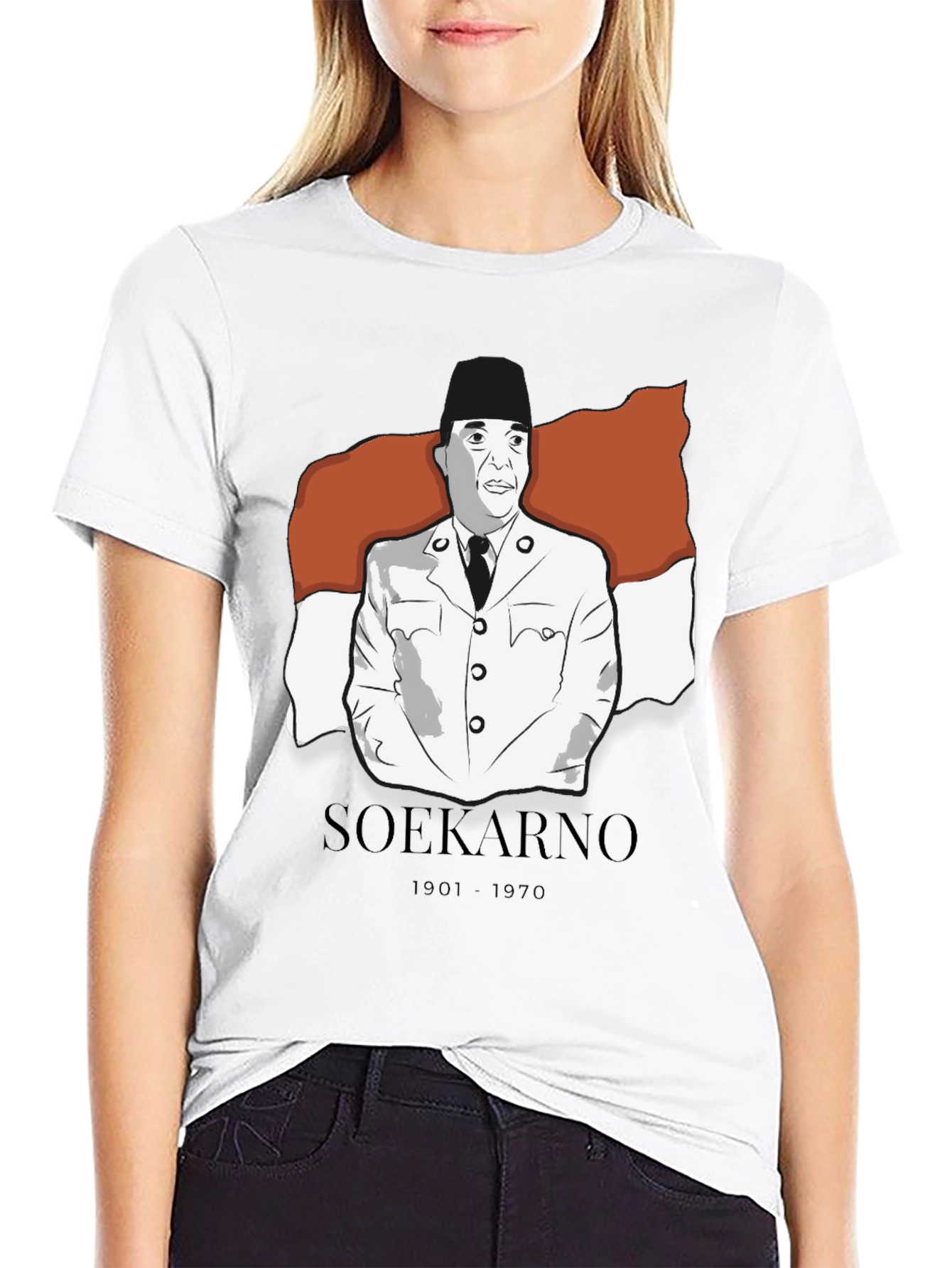 Soekarno Graphic Tee - Black Cotton Blend T-Shirt