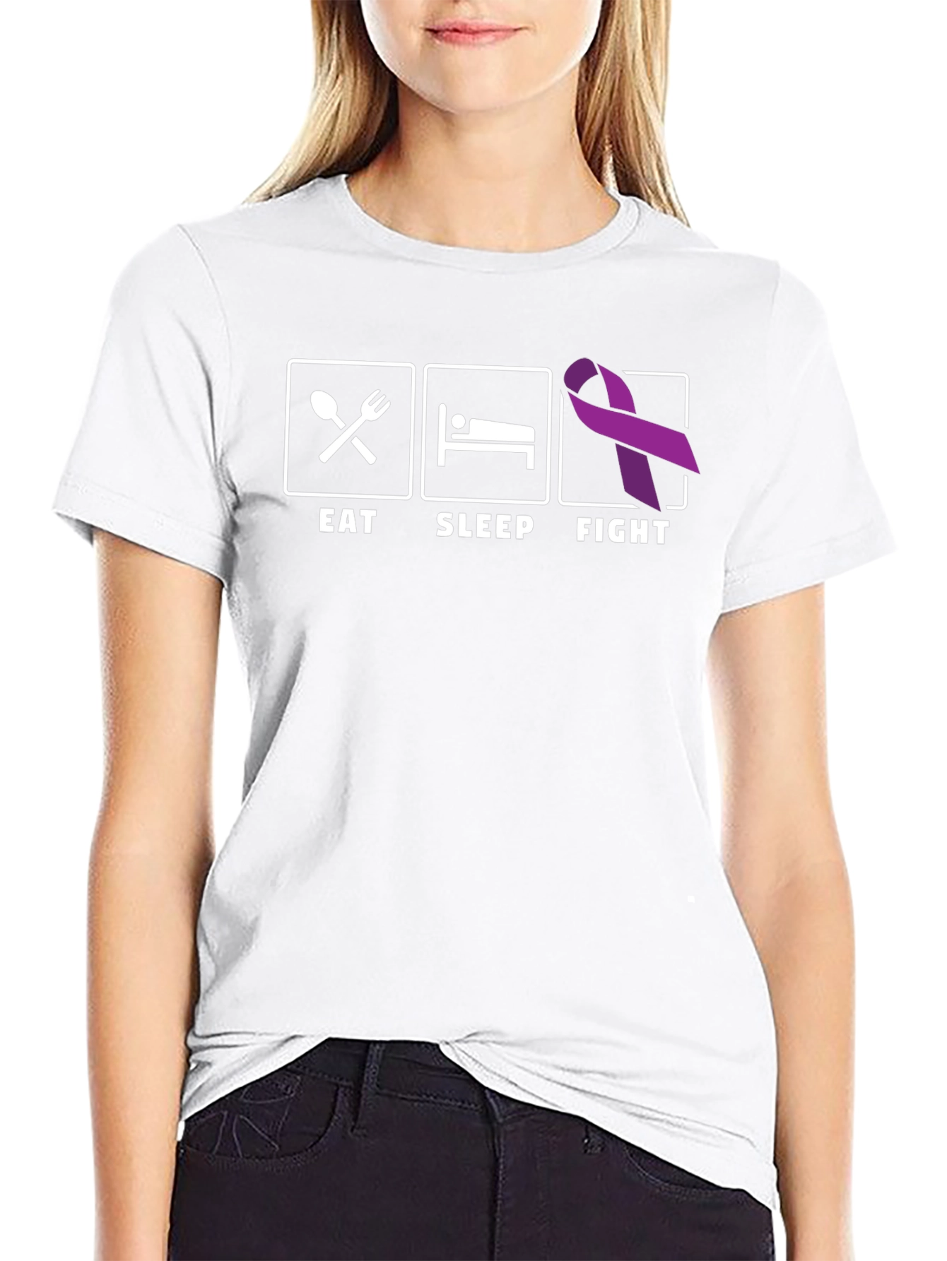 Eat Sleep Fight T-Shirt: Epilepsy Awareness Ribbon