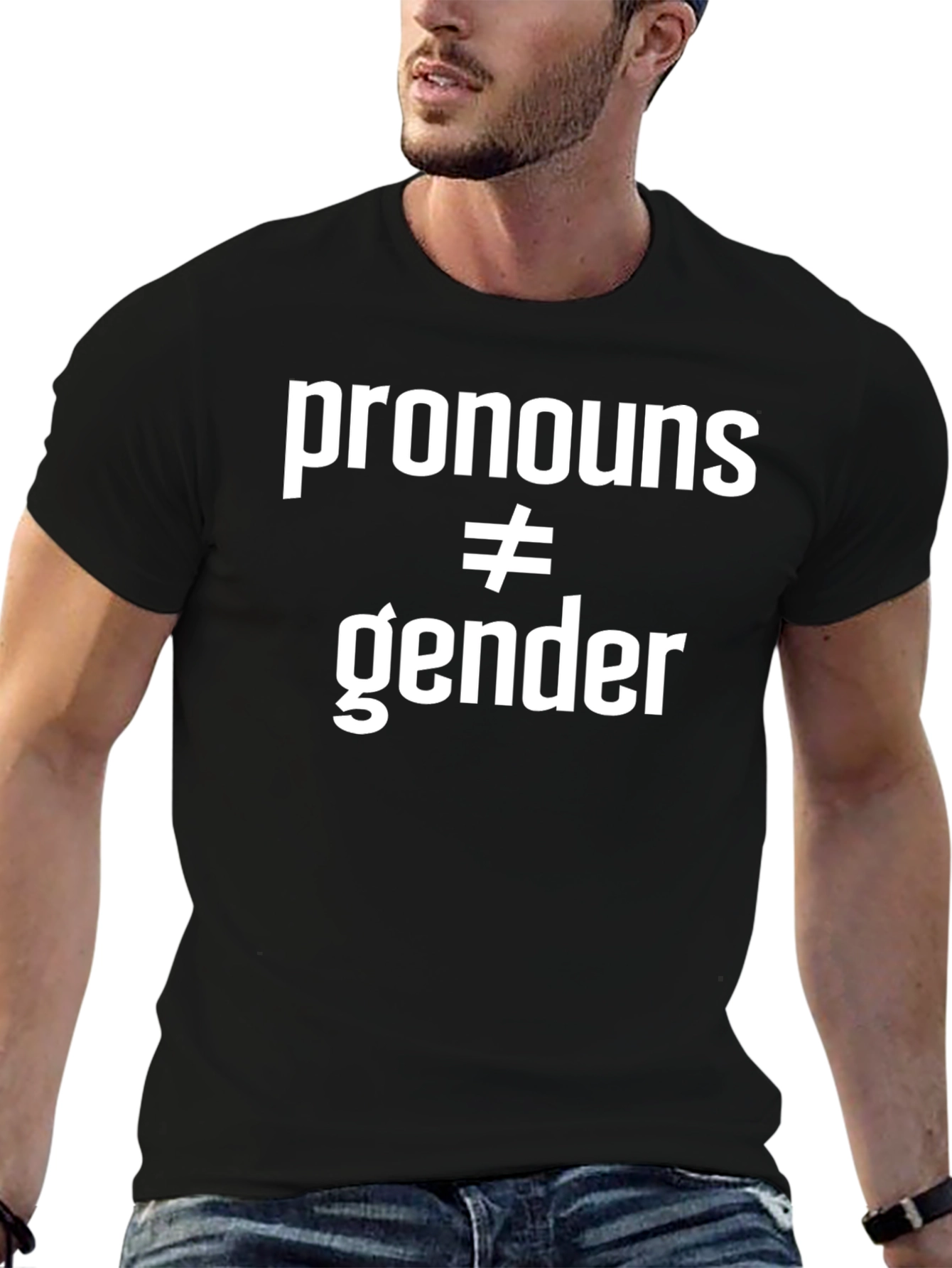 Pronouns Not Equal to Gender Black T-Shirt