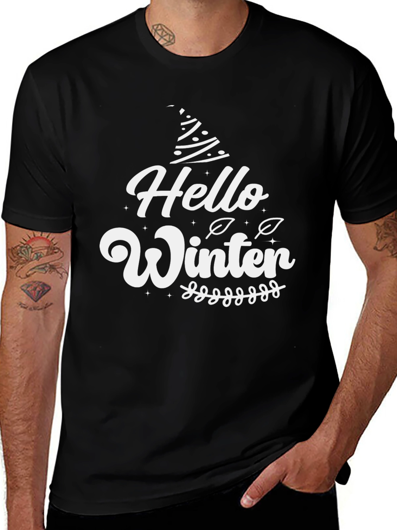 Hello Winter Graphic Tee - Holiday Season Shirt