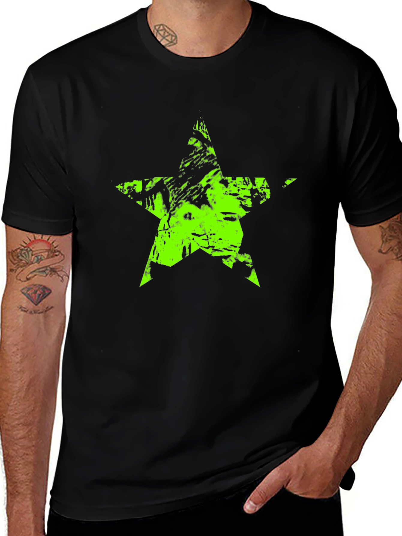 Grunge Star Black T-Shirt