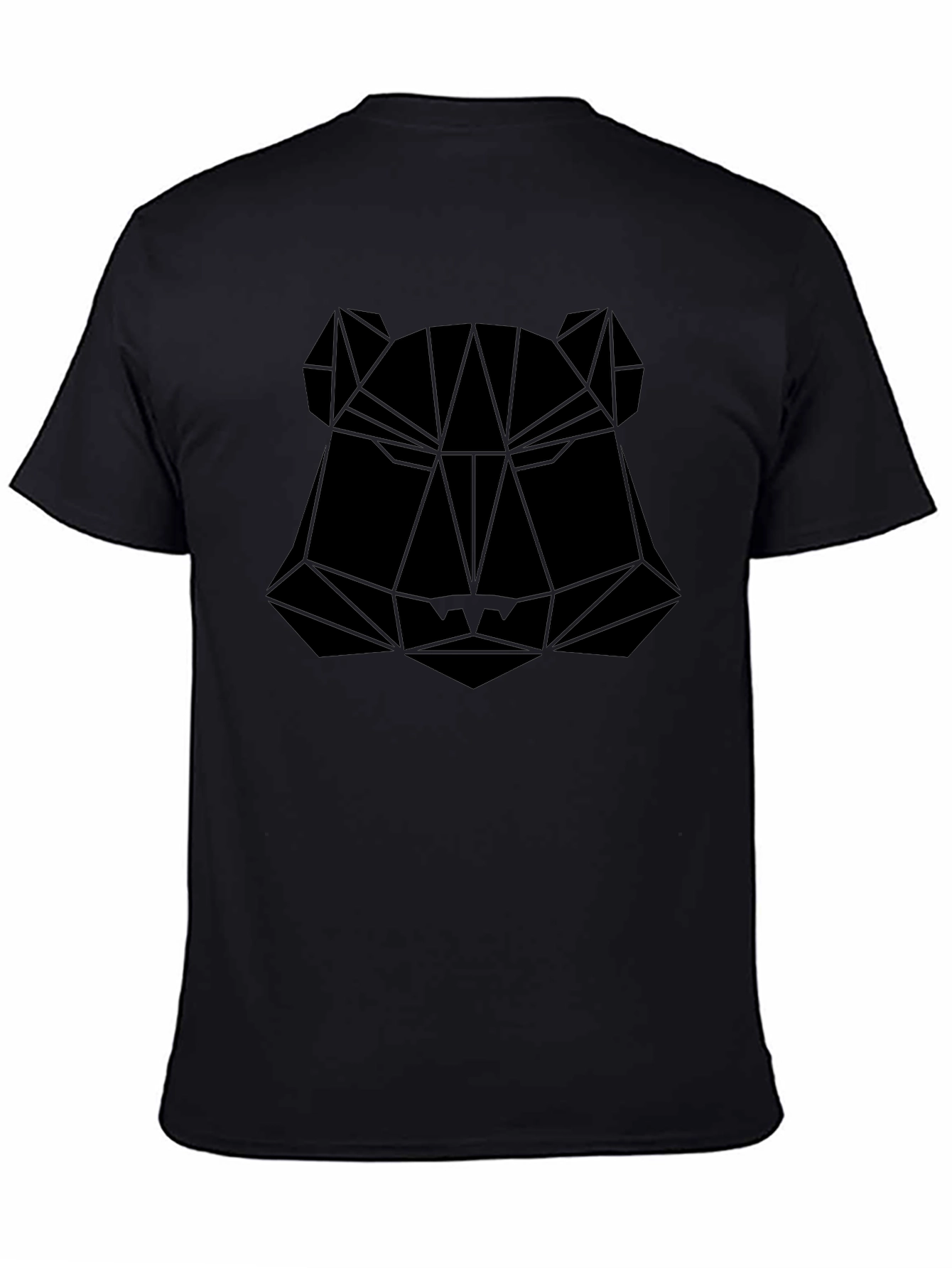 Geometric Bear Graphic Black T-Shirt