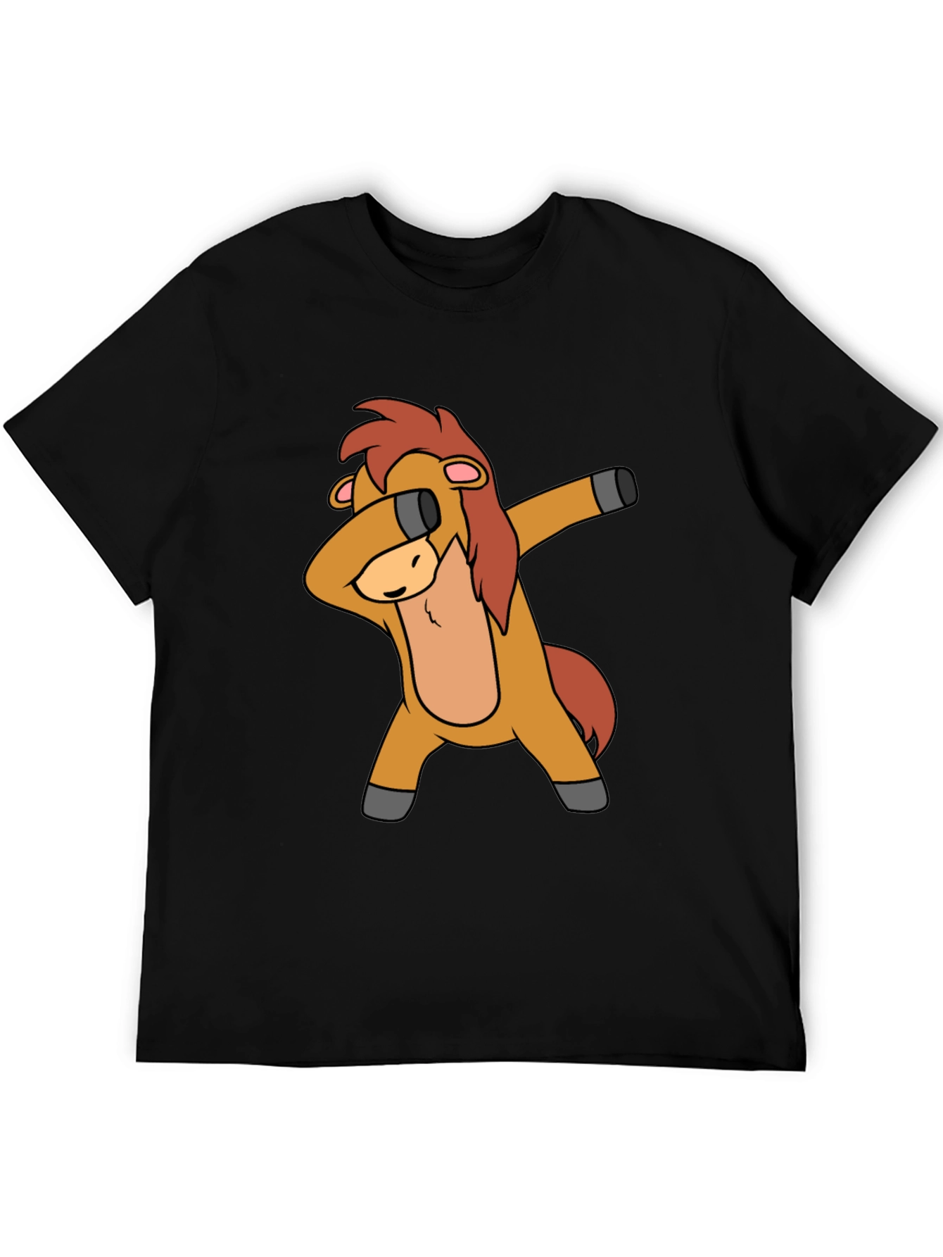 Dabbing Horse Graphic Tee - Black Cotton T-Shirt