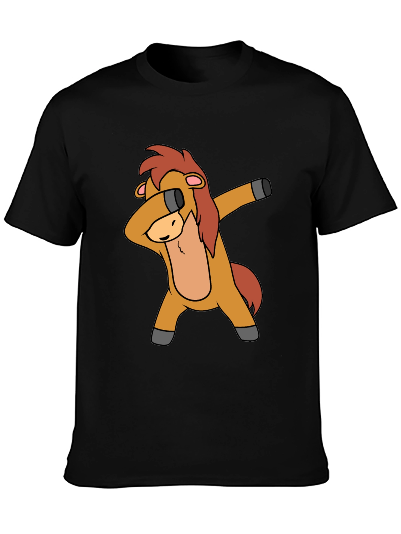 Dabbing Horse Graphic Tee - Black Cotton T-Shirt