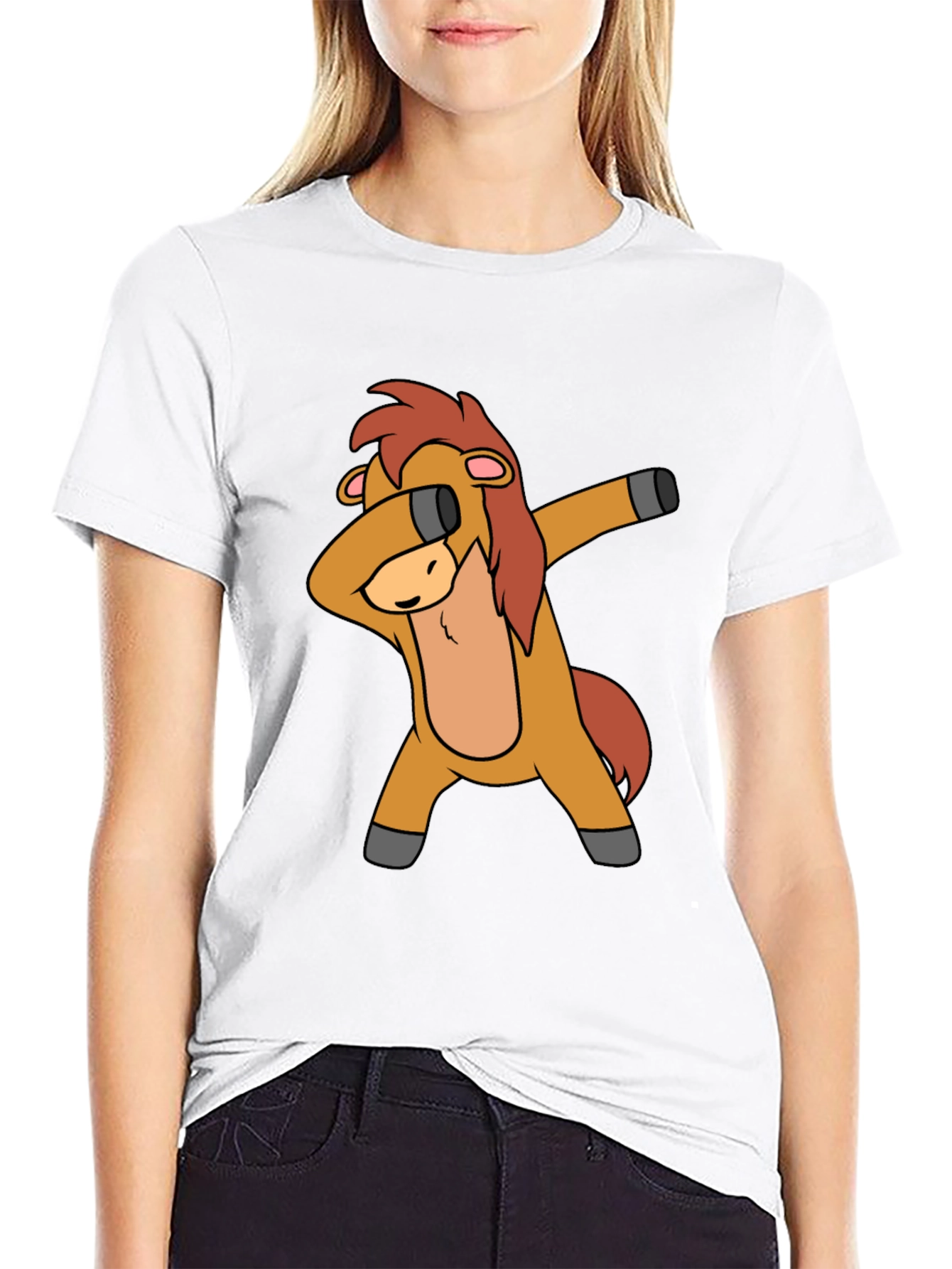 Dabbing Horse Graphic Tee - Black Cotton T-Shirt