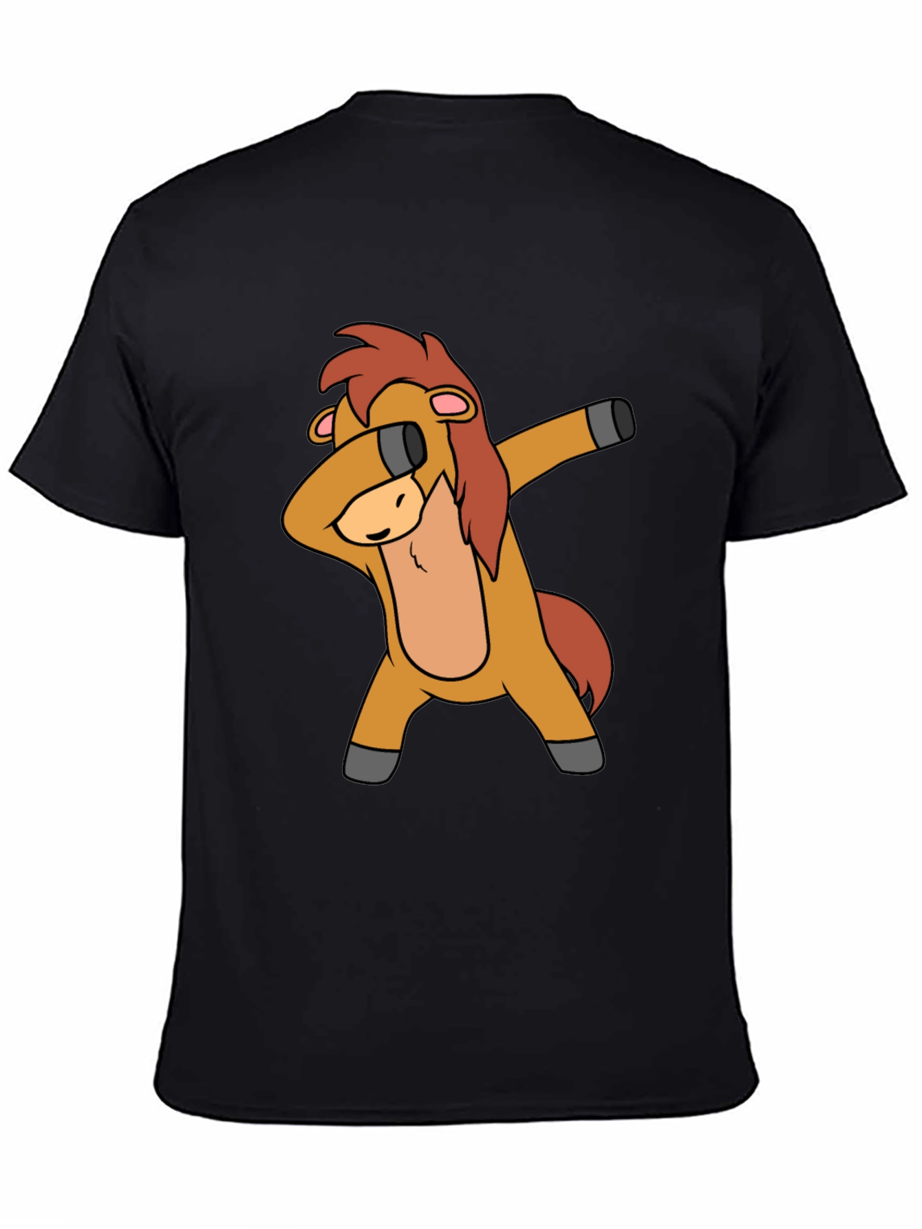 Dabbing Horse Graphic Tee - Black Cotton T-Shirt
