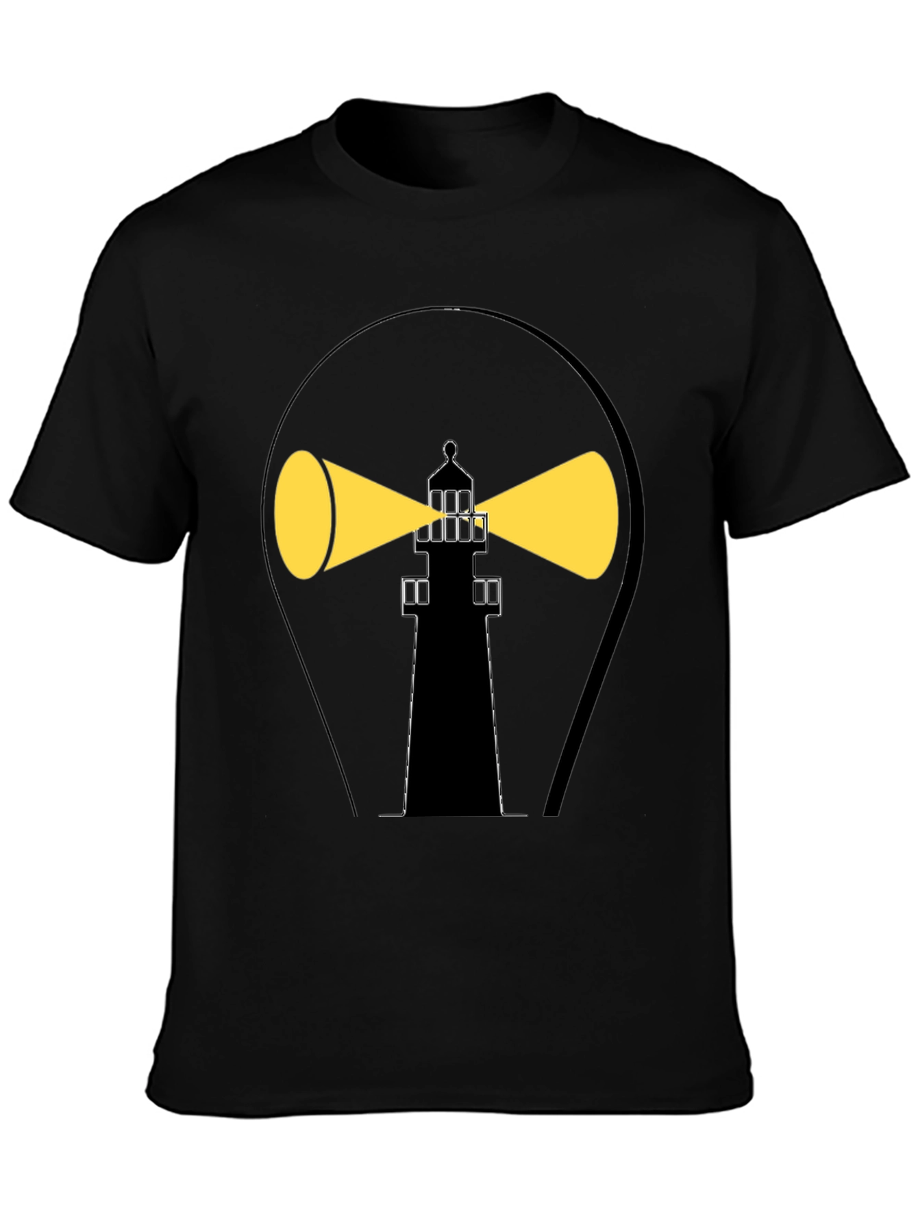 Lighthouse Graphic Tee - Black Cotton Comfort