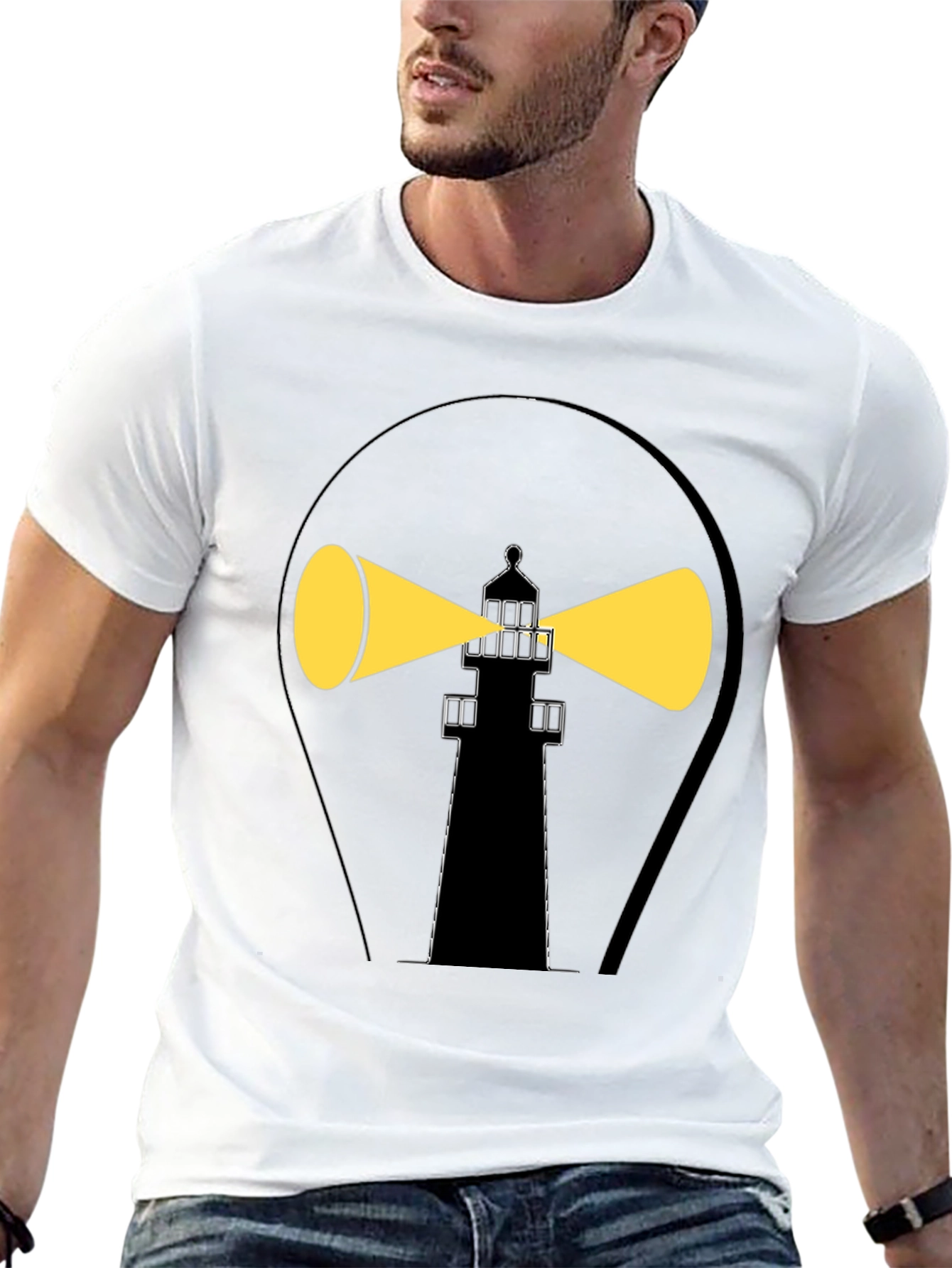 Lighthouse Graphic Tee - Black Cotton Comfort