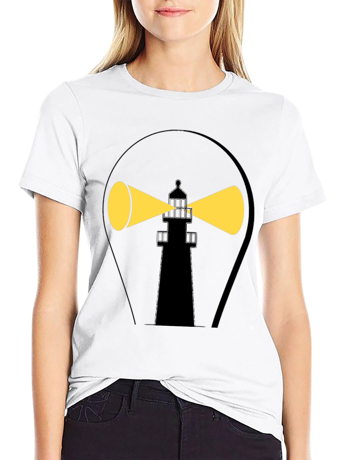Lighthouse Graphic Tee - Black Cotton Comfort