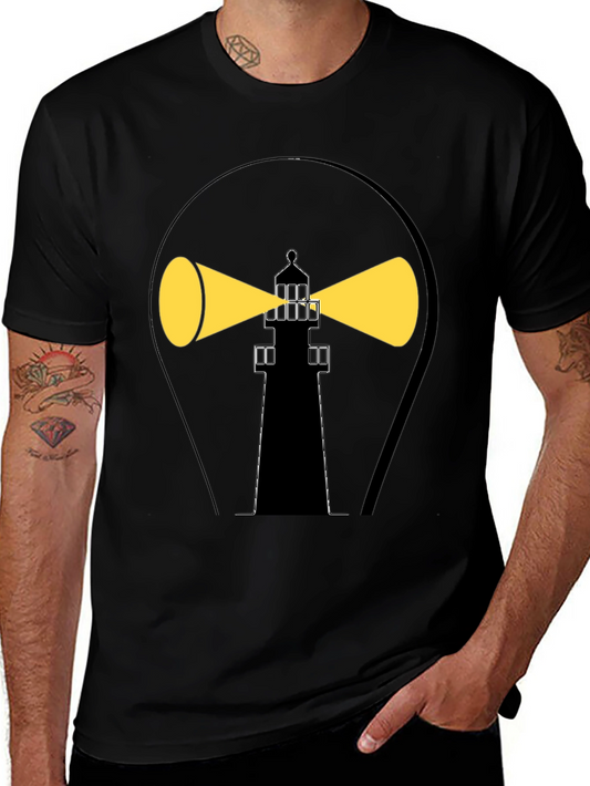 Lighthouse Graphic Tee - Black Cotton Comfort