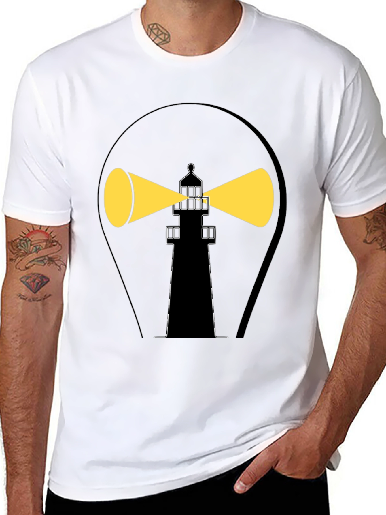 Lighthouse Graphic Tee - Black Cotton Comfort