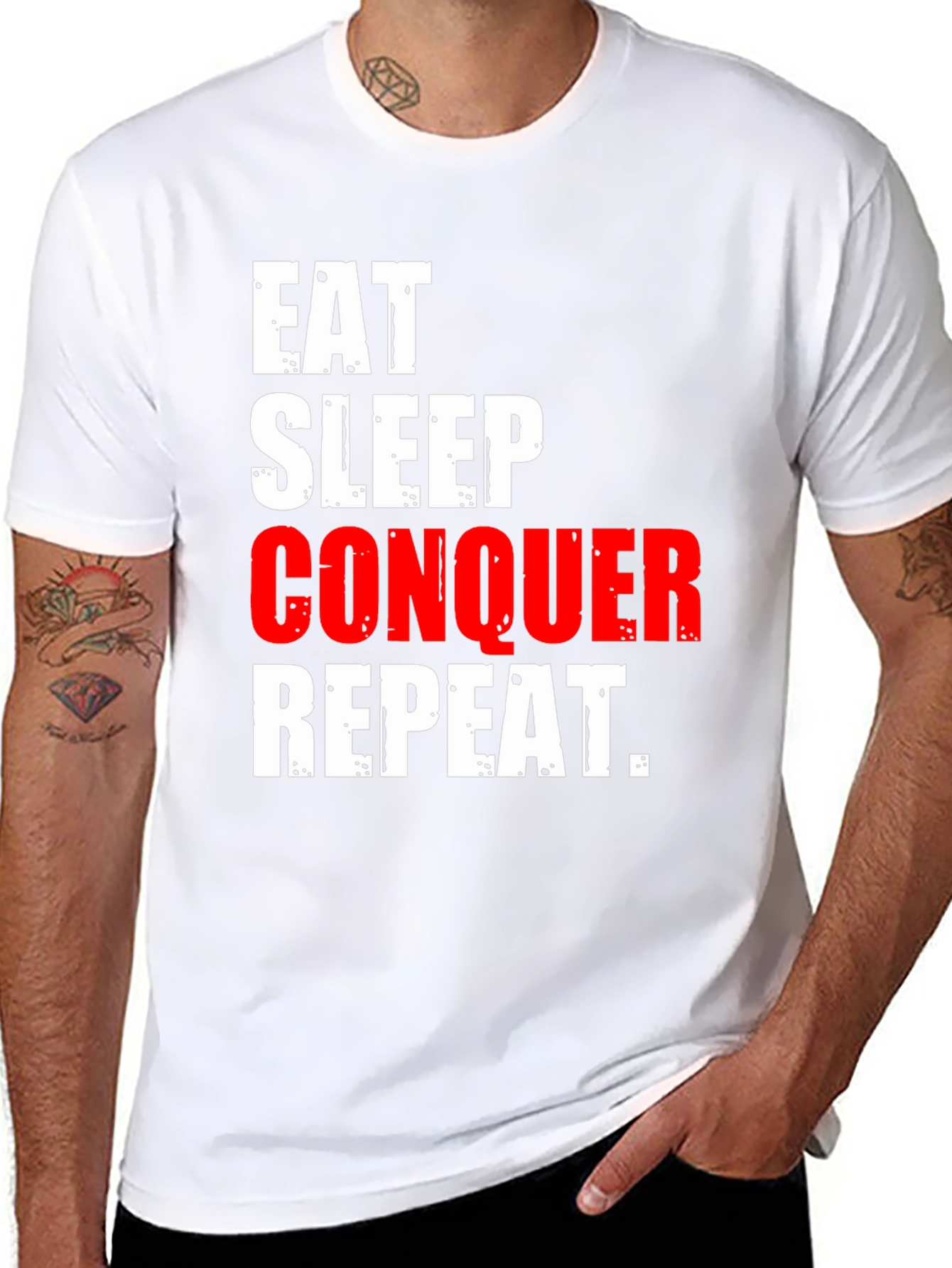 Eat Sleep Conquer Repeat Graphic Tee