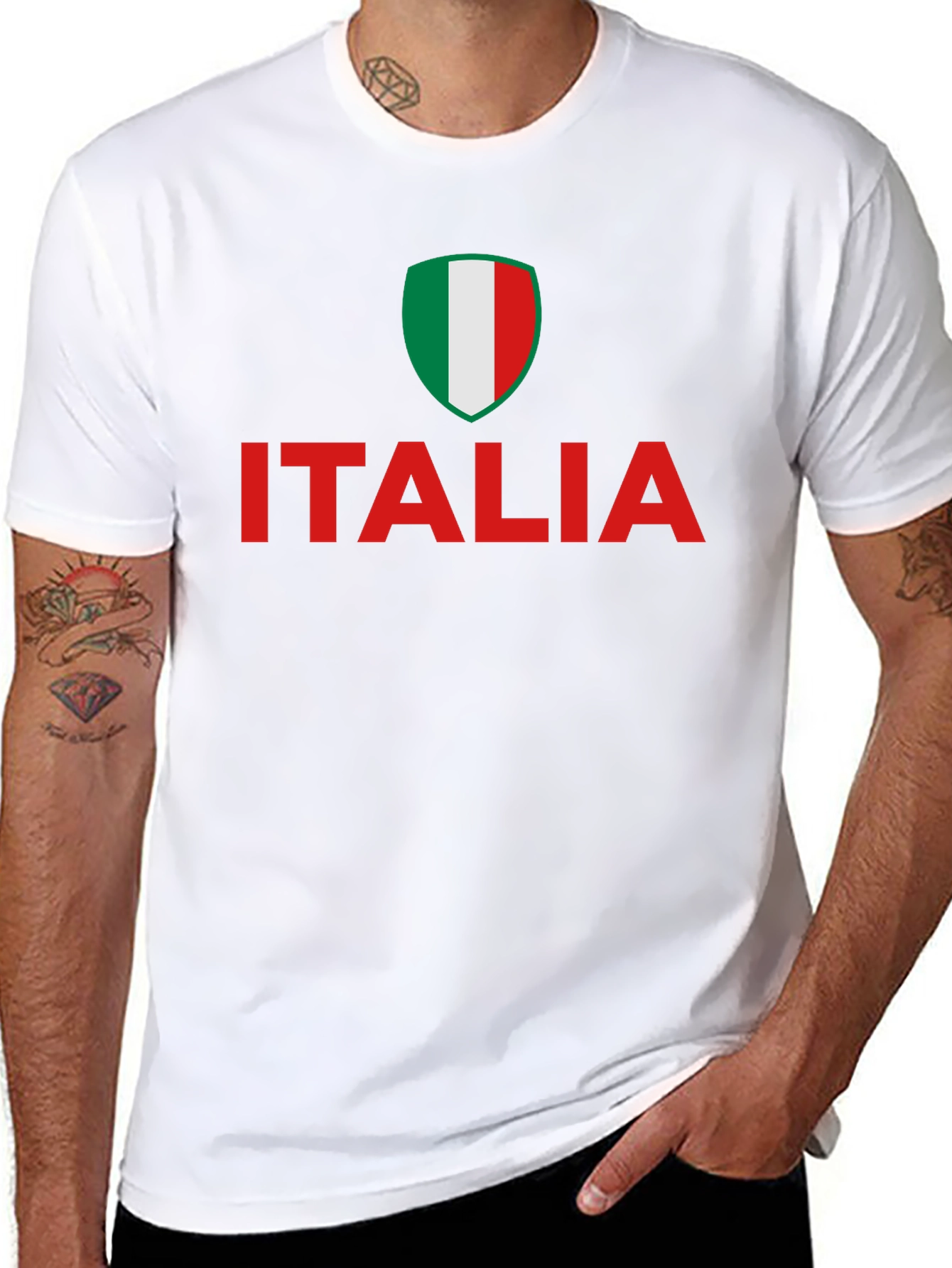 Italia Flag Shield T-Shirt - Black
