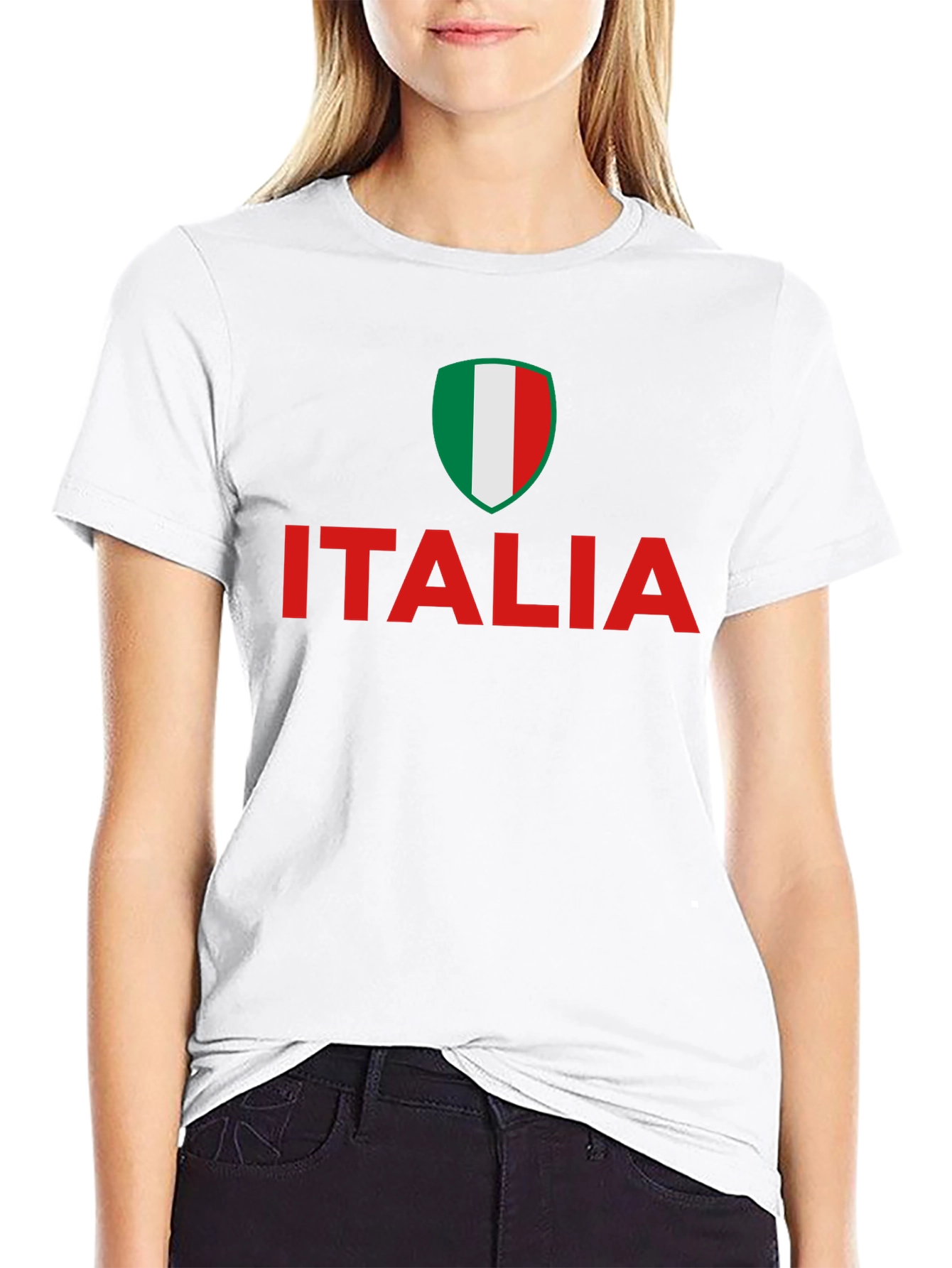 Italia Flag Shield T-Shirt - Black