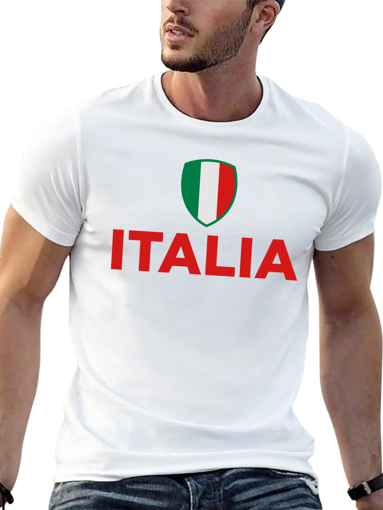 Italia Flag Shield T-Shirt - Black