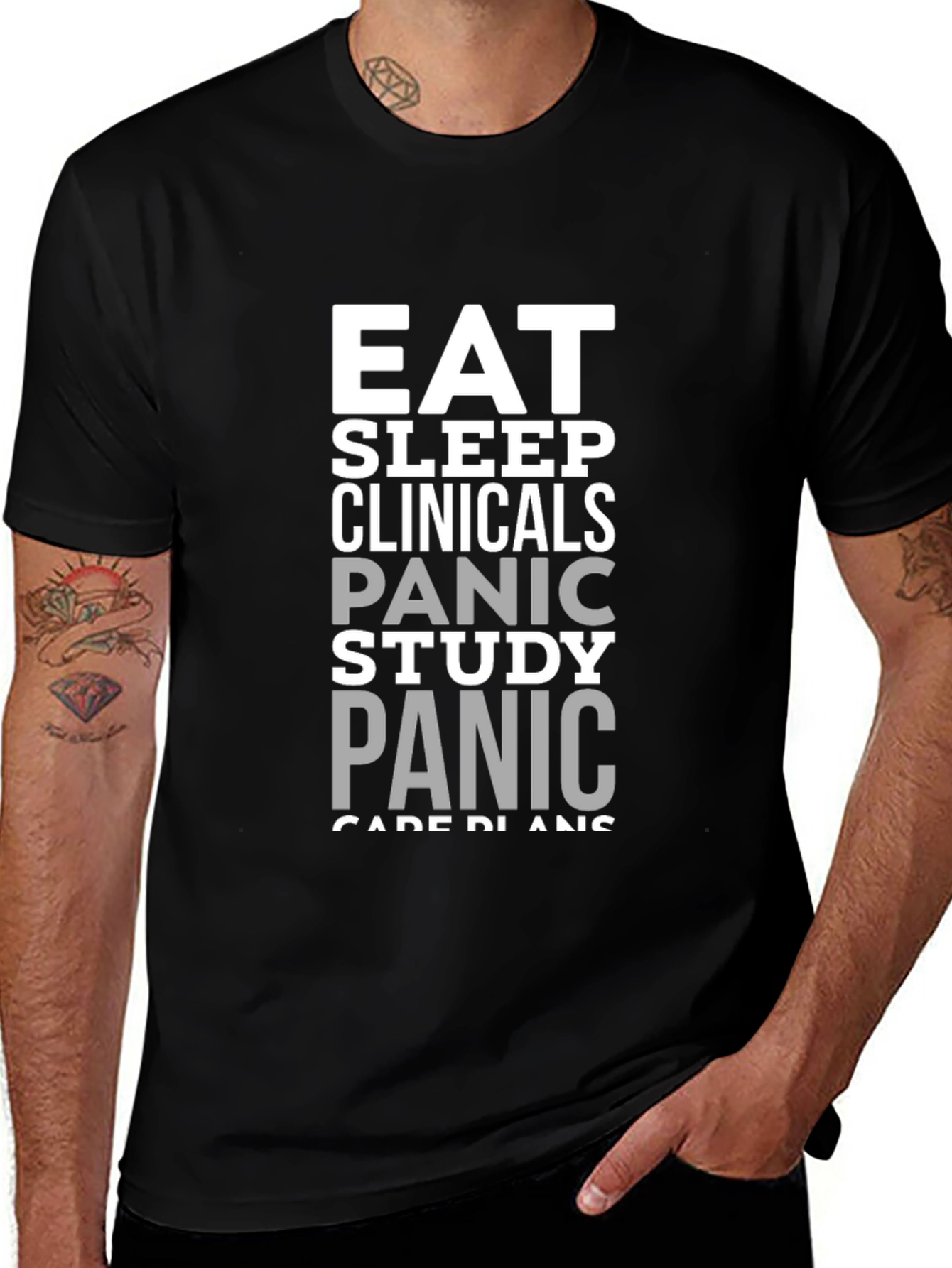 Eat Sleep Clinicals Panic Study Graphic Tee