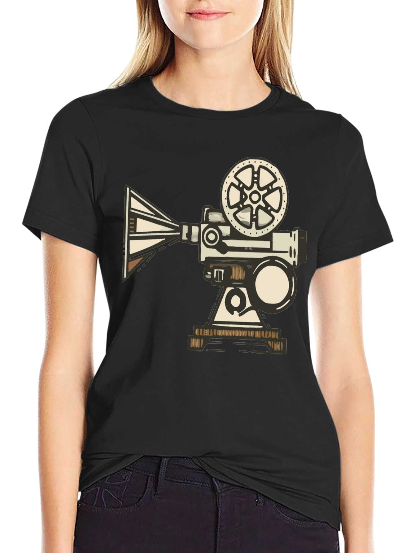 Retro Movie Projector T-Shirt - Black