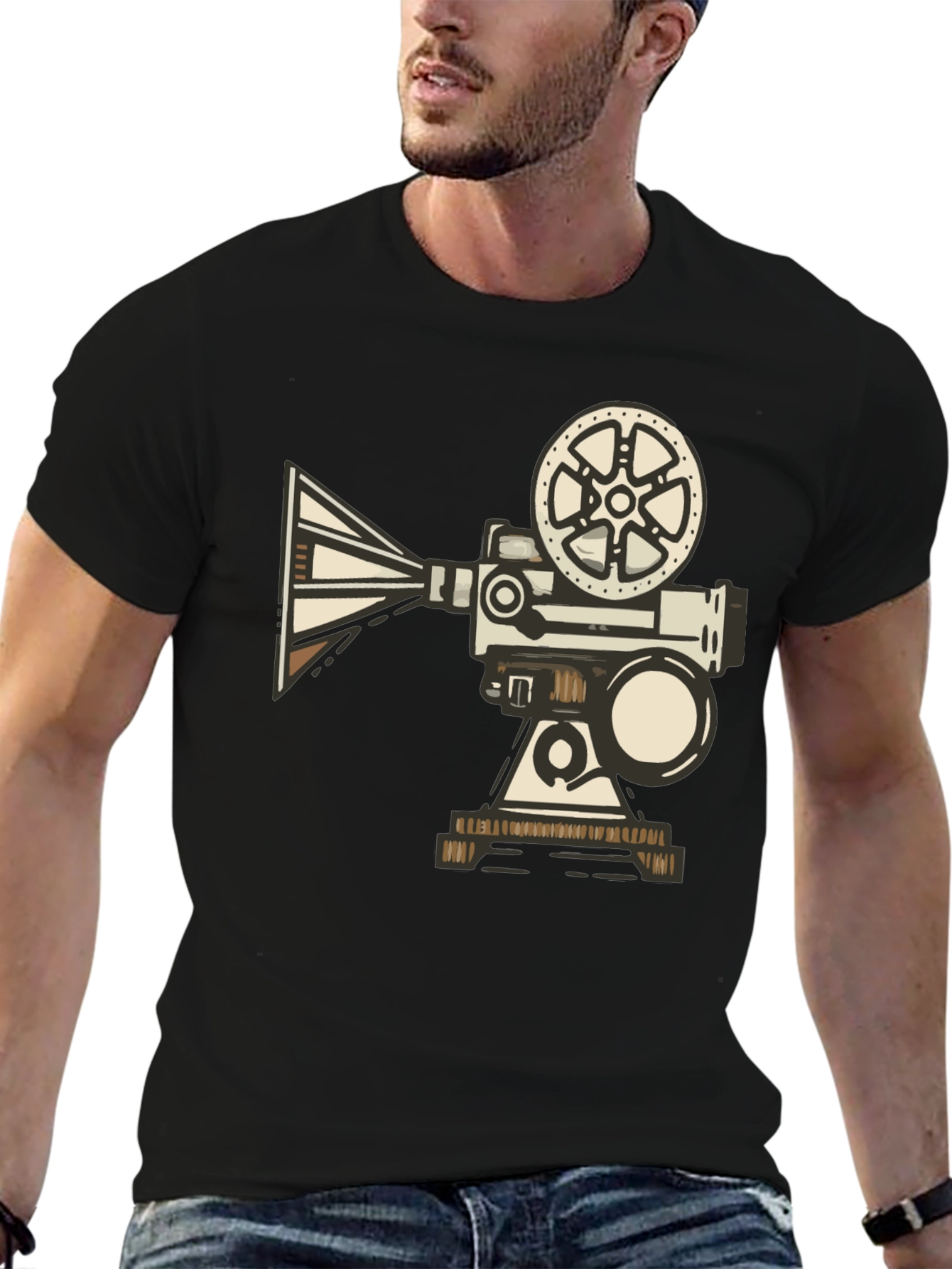 Retro Movie Projector T-Shirt - Black