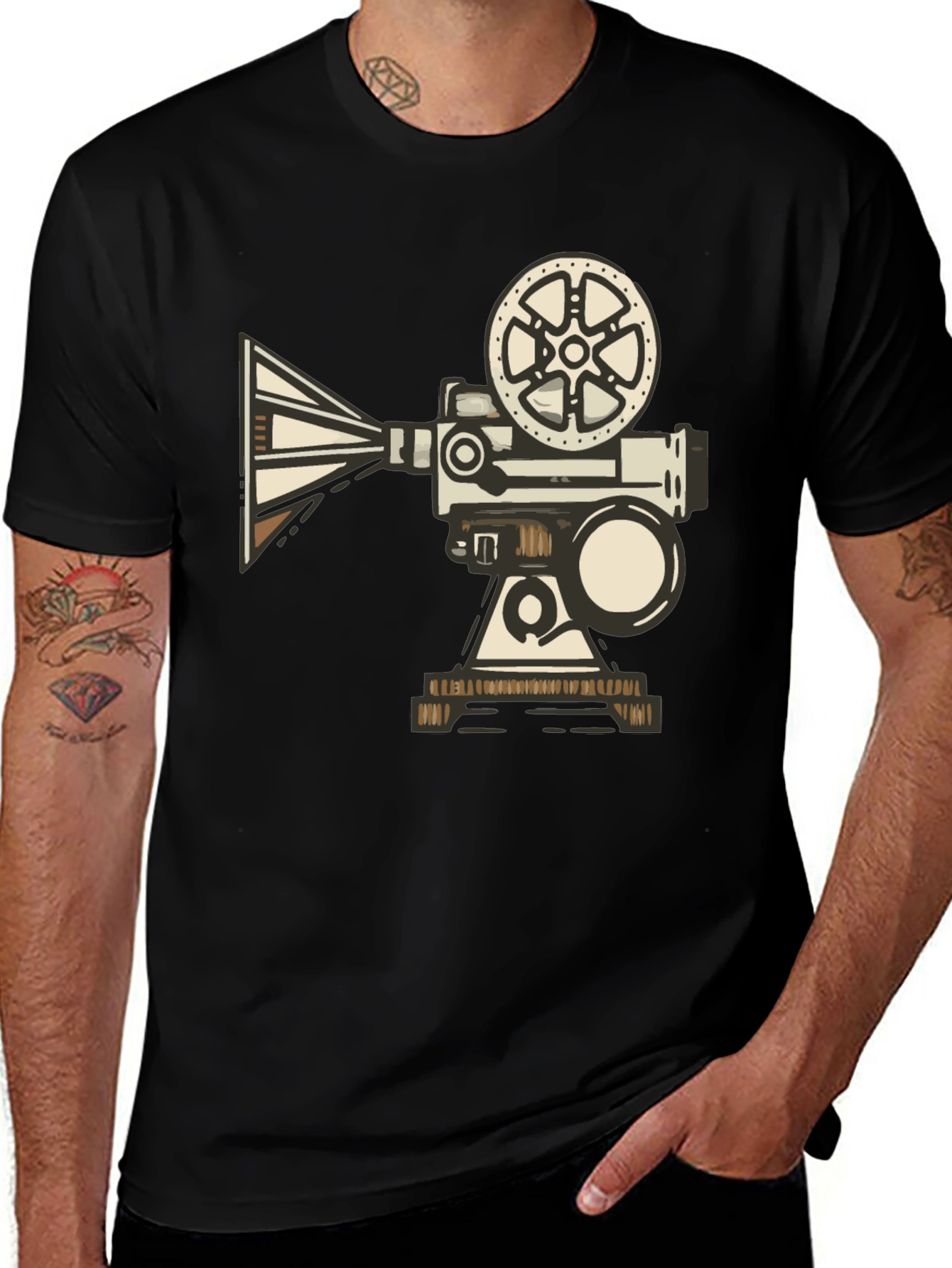 Retro Movie Projector T-Shirt - Black