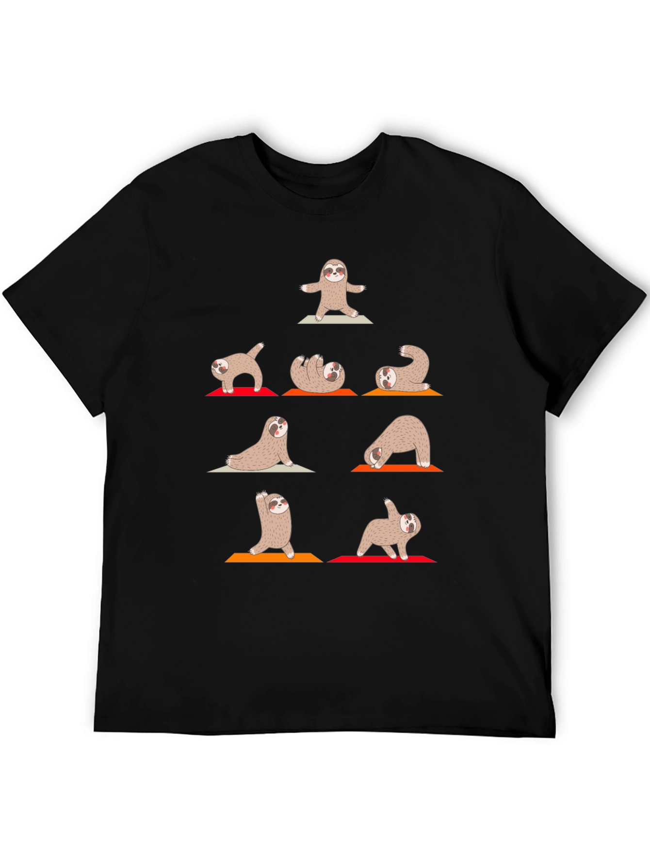 Yoga Sloth Graphic Tee - Black Cotton Comfort