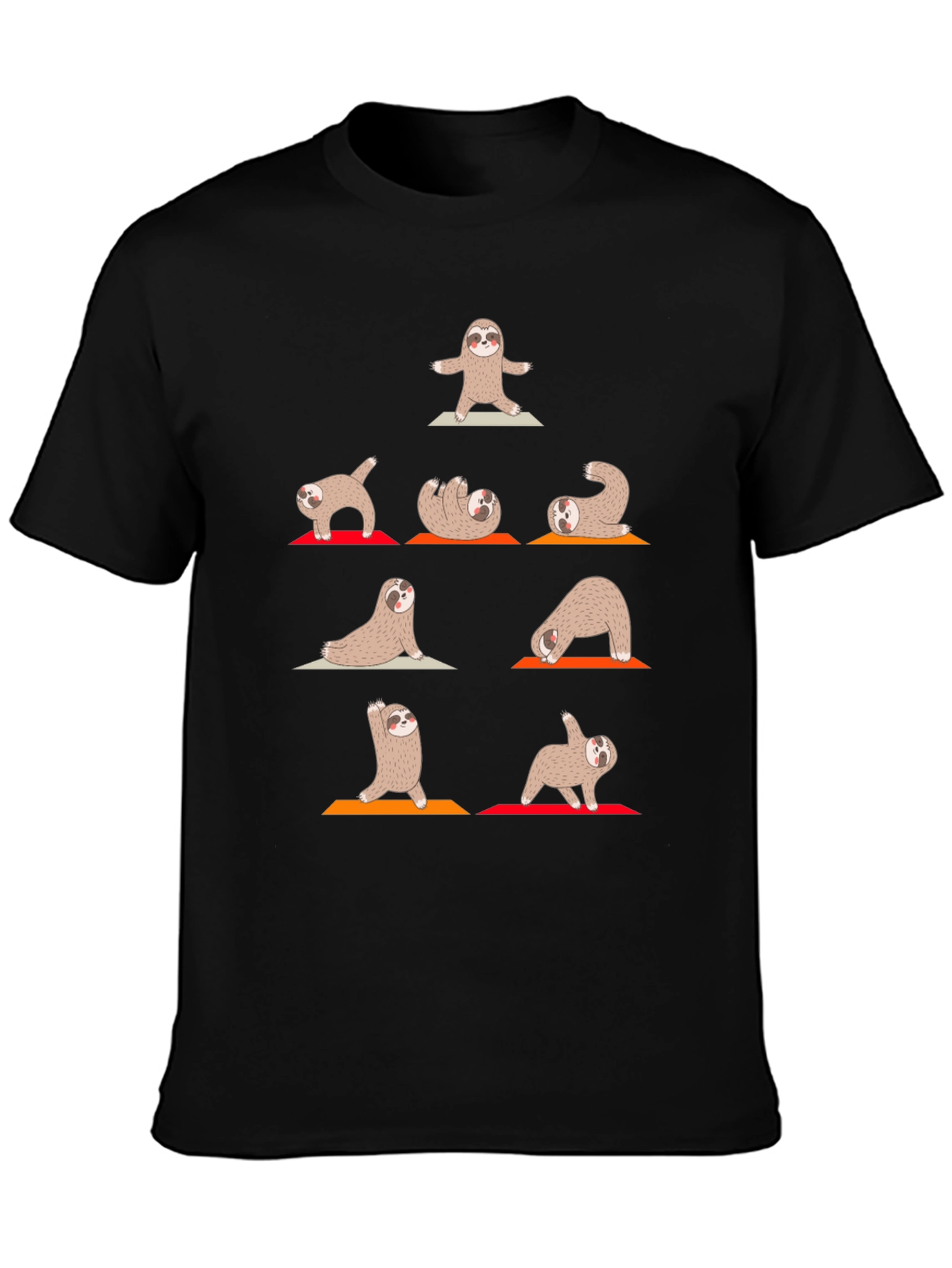 Yoga Sloth Graphic Tee - Black Cotton Comfort