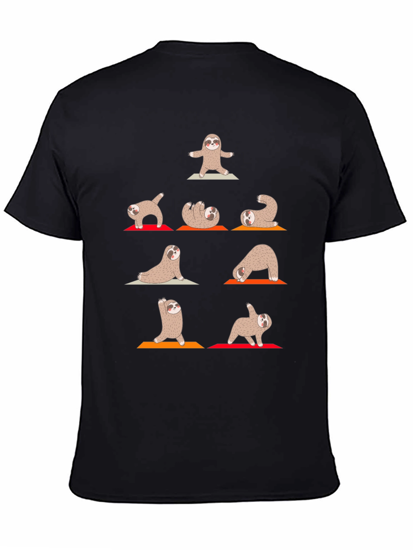 Yoga Sloth Graphic Tee - Black Cotton Comfort
