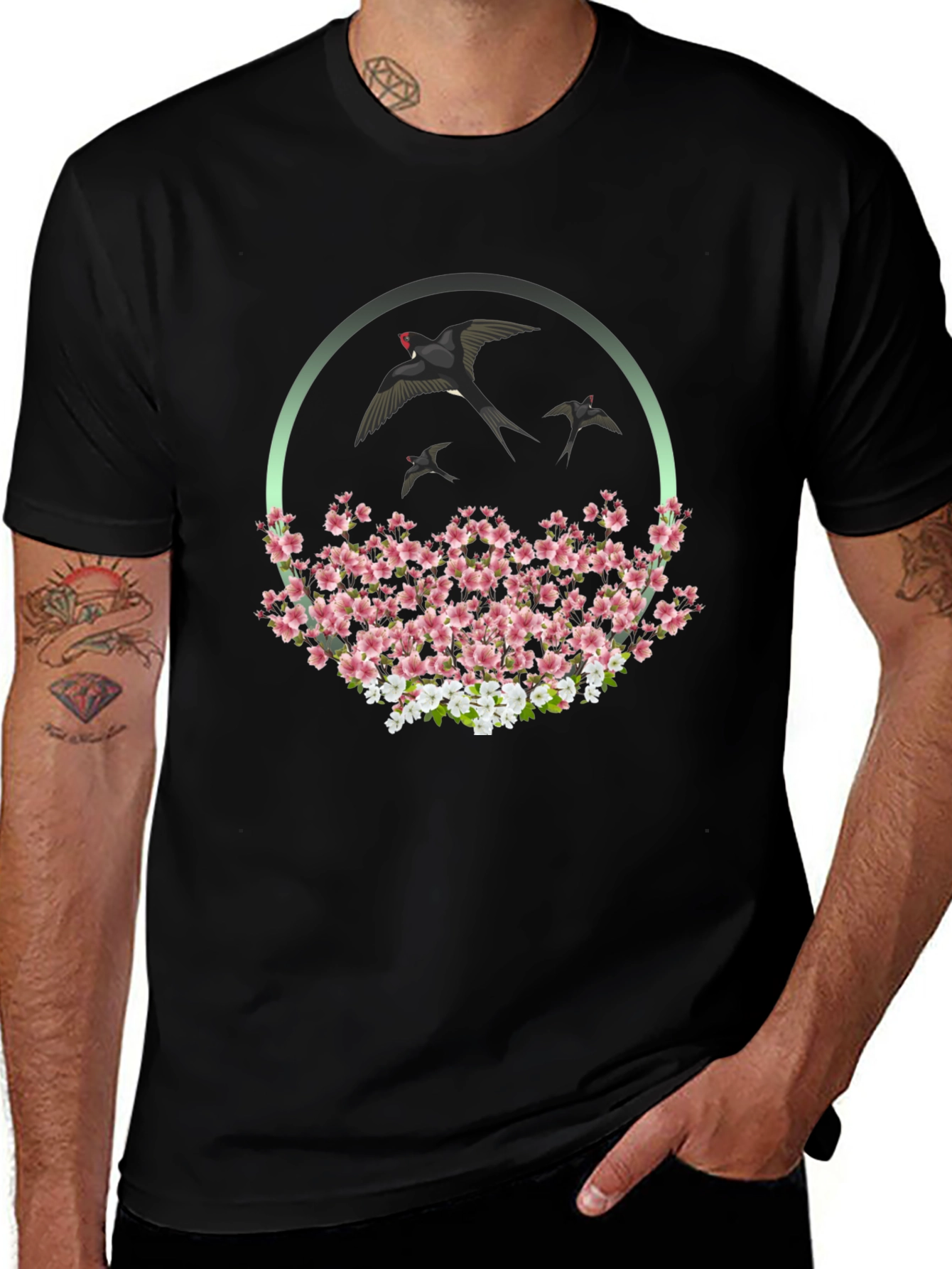 Swallow & Cherry Blossom Graphic Tee