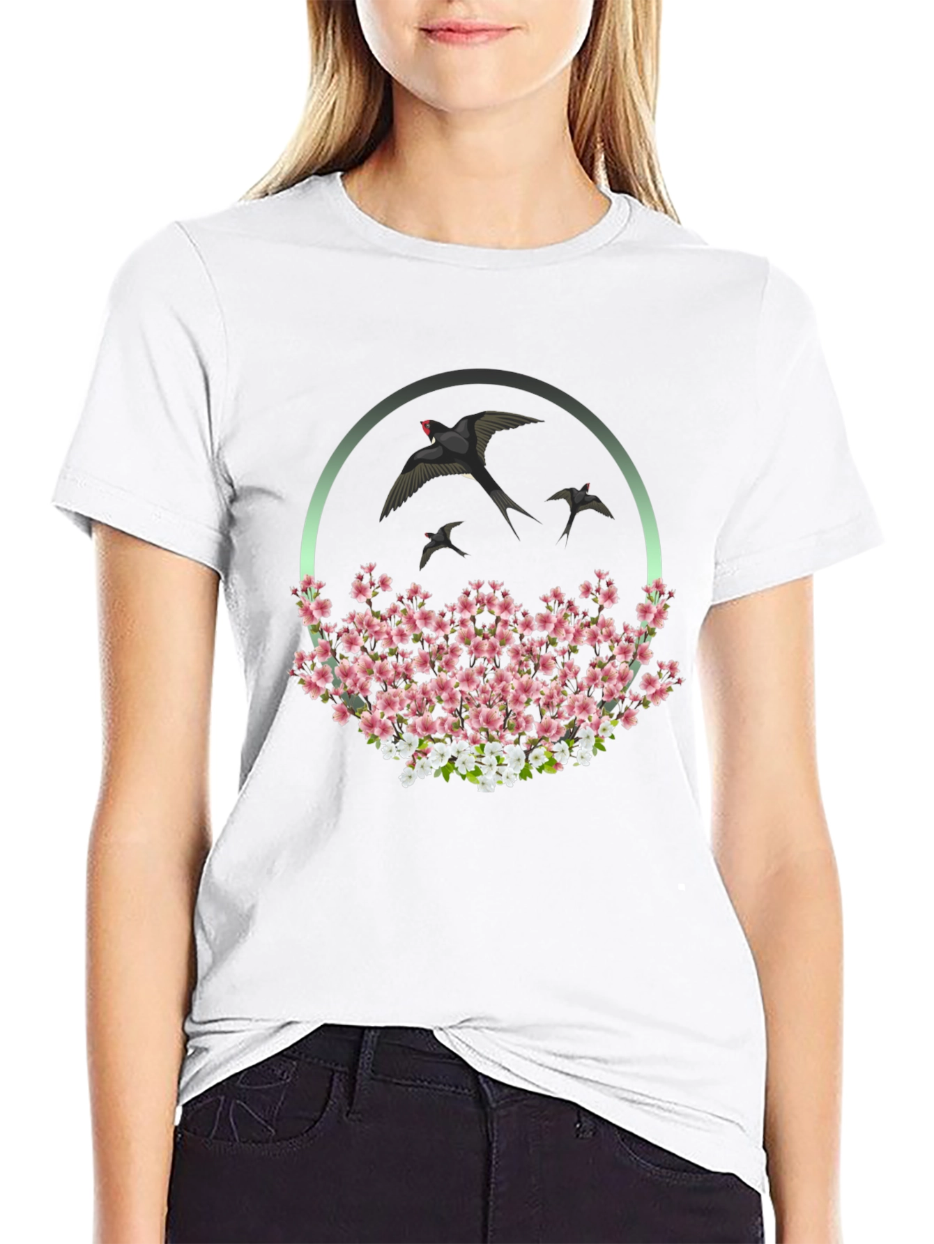 Swallow & Cherry Blossom Graphic Tee