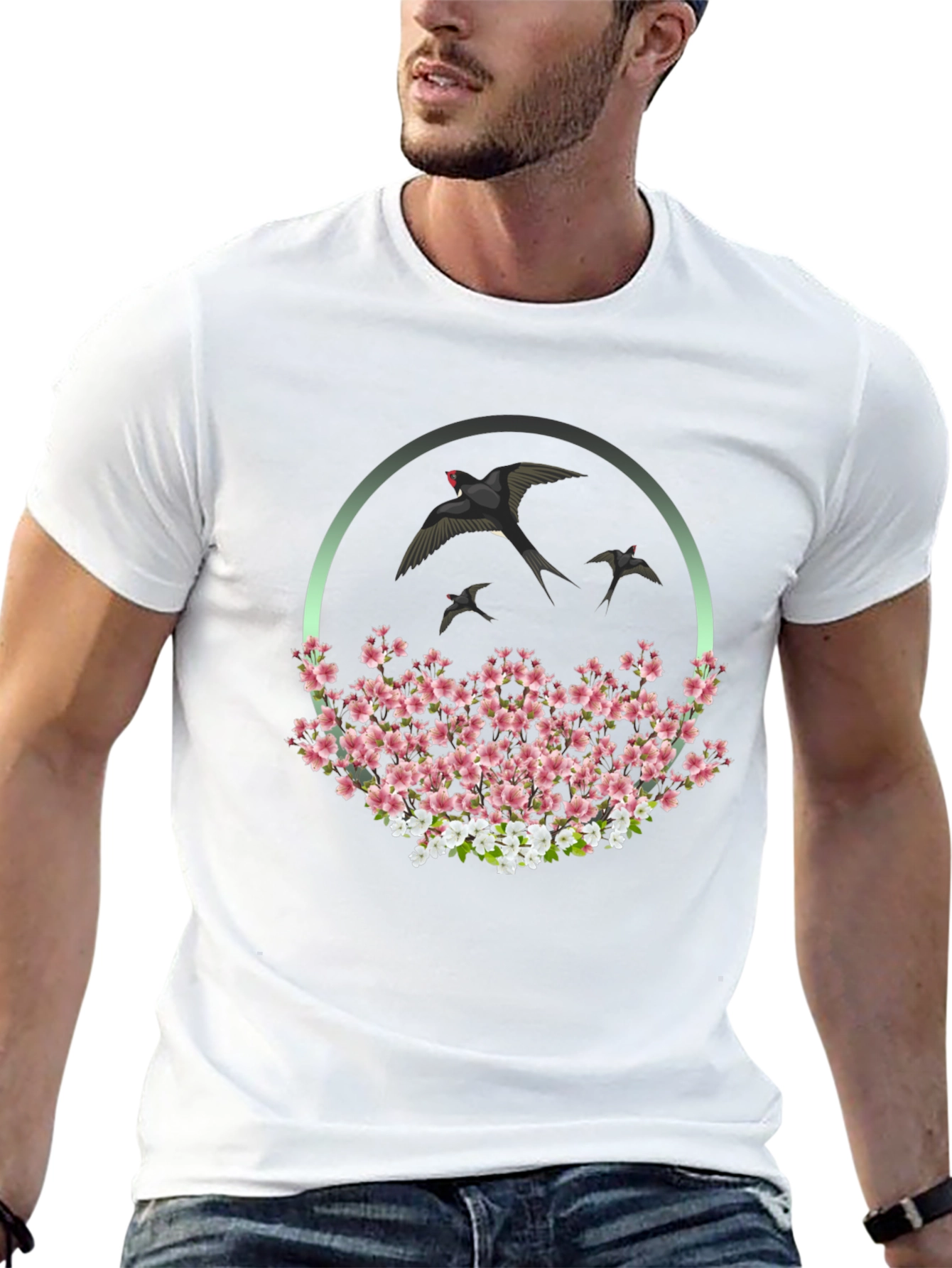 Swallow & Cherry Blossom Graphic Tee