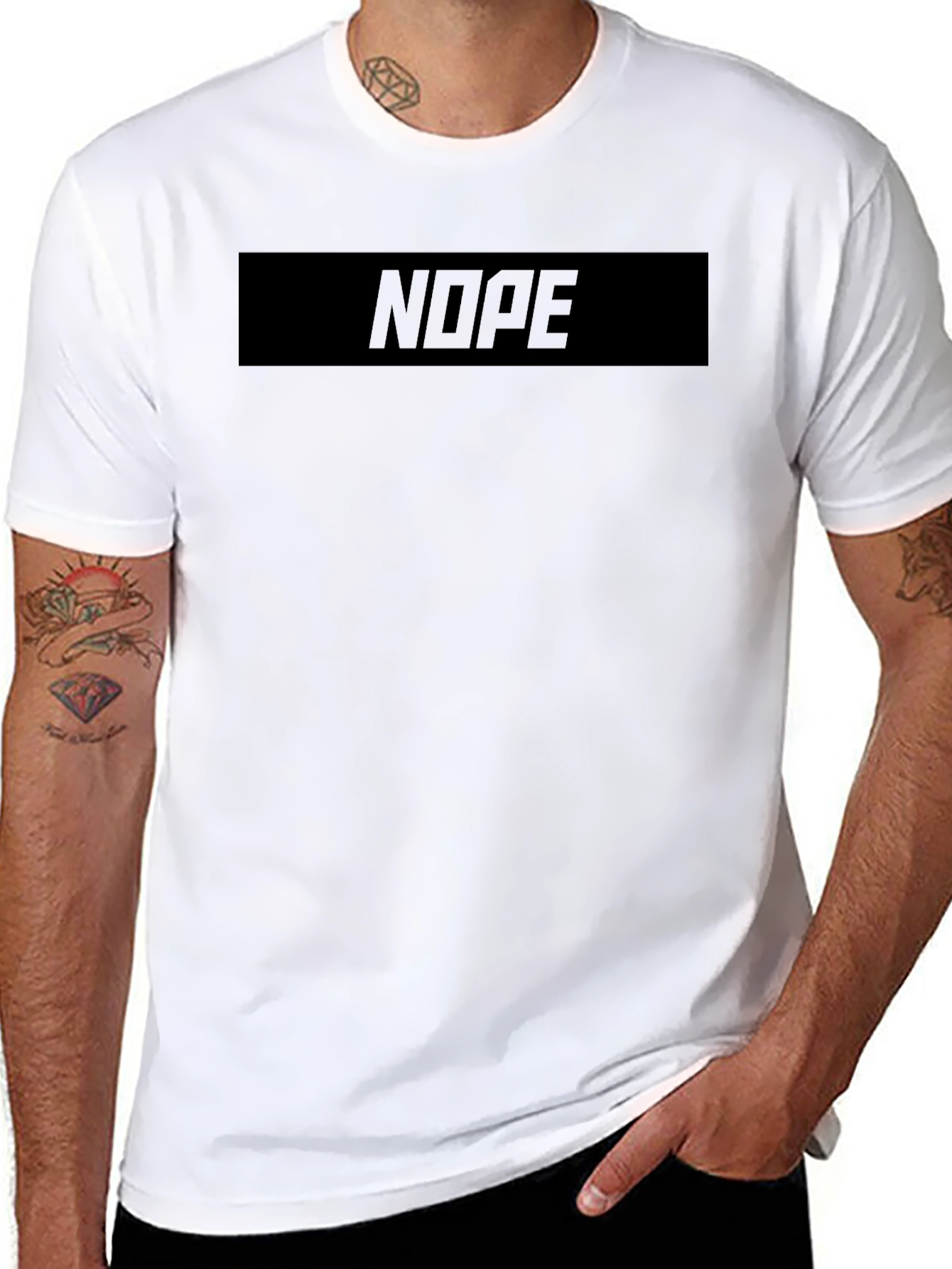 Mens Nope Graphic T-Shirt - Casual Black Tee