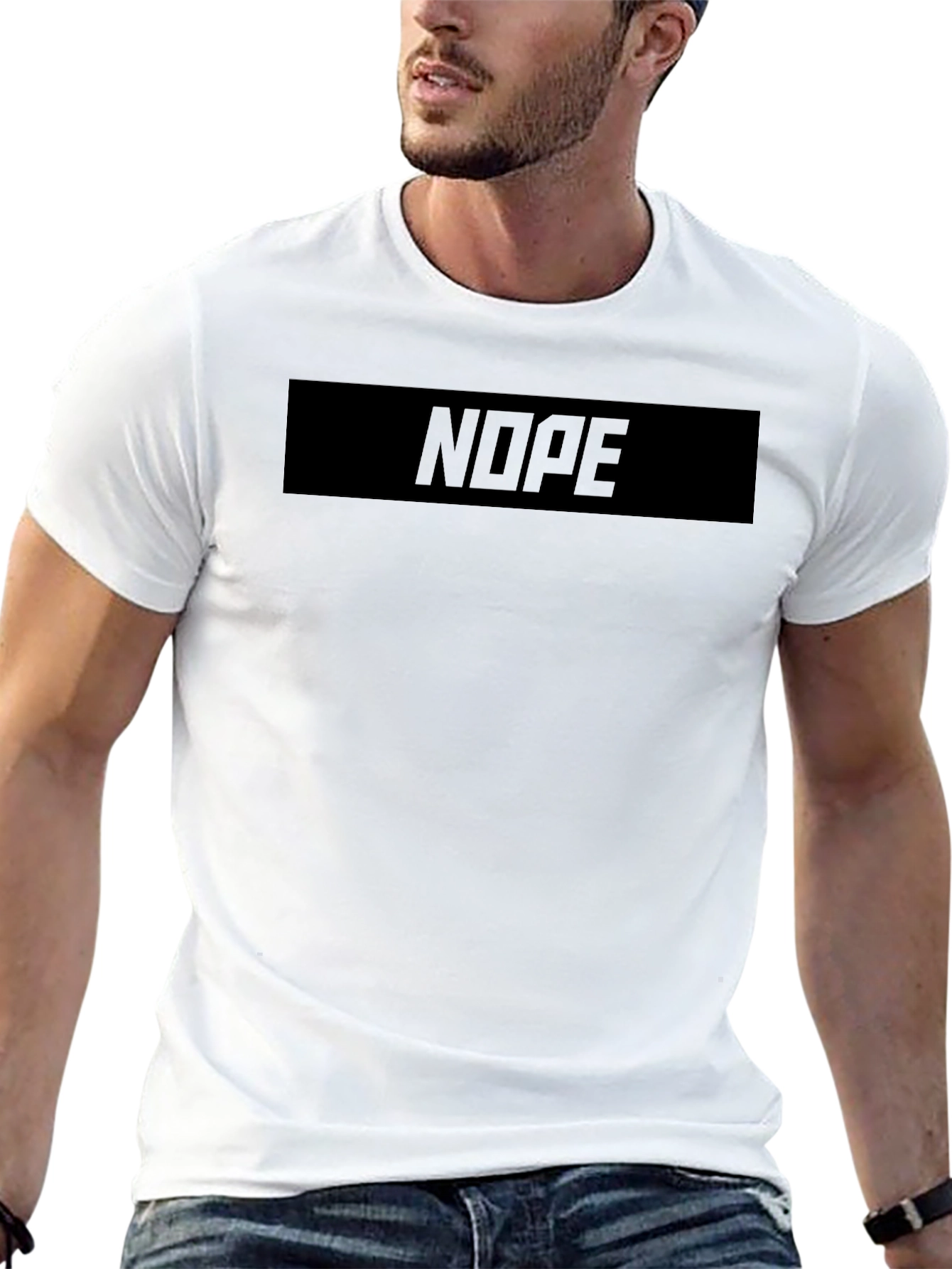 Mens Nope Graphic T-Shirt - Casual Black Tee