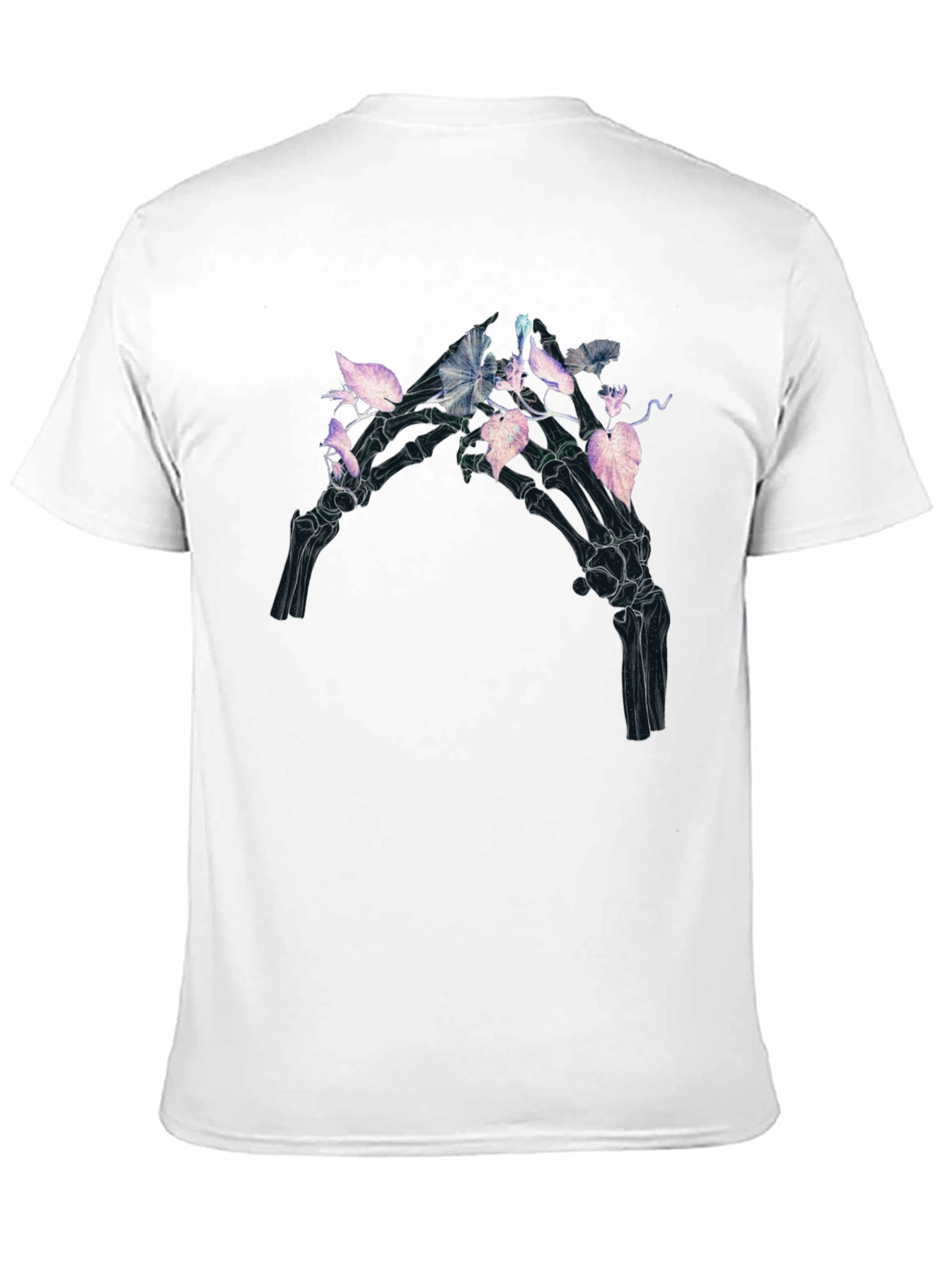Floral Skeleton Hand Graphic Tee - Black