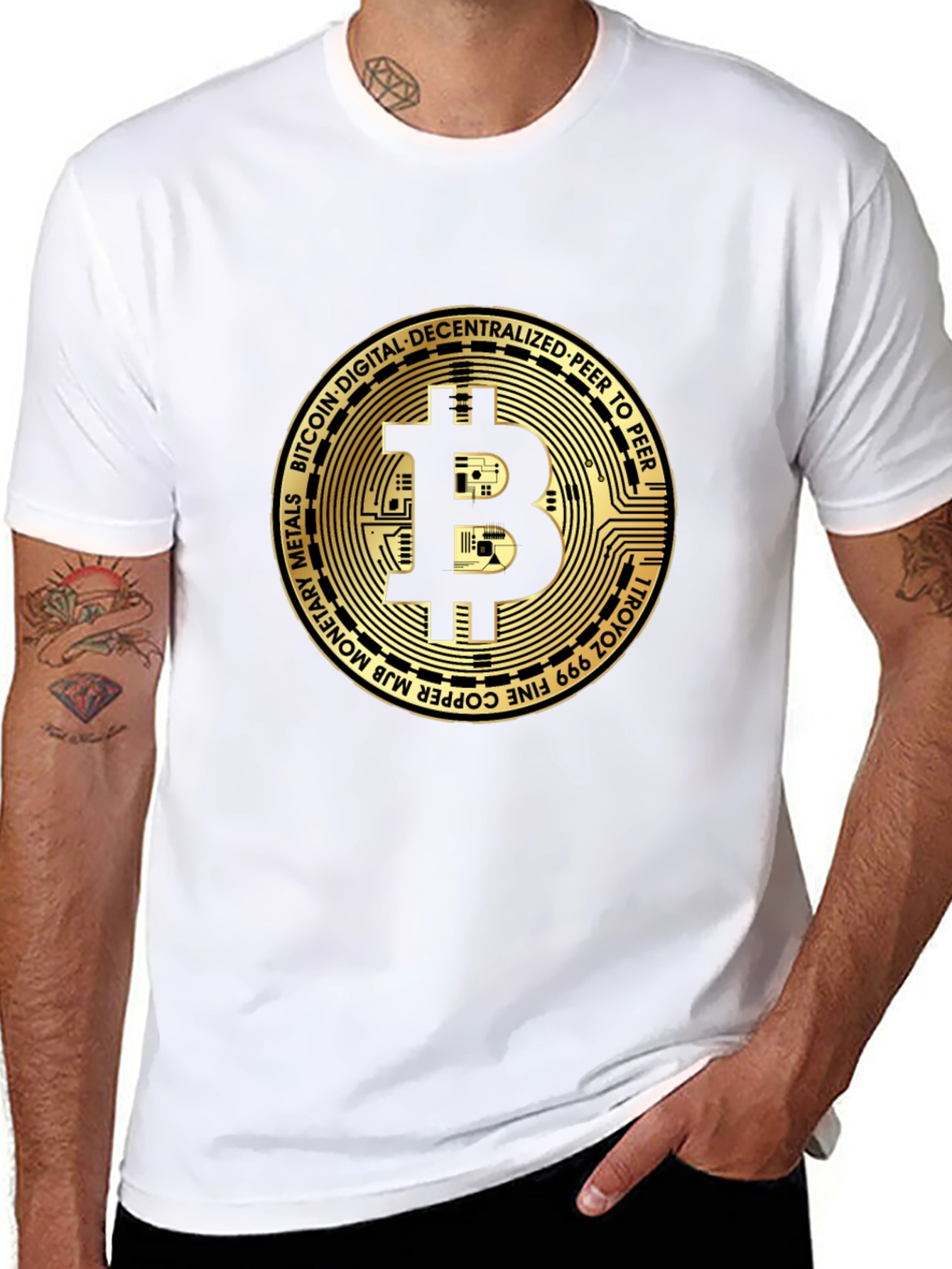 Bitcoin Gold Coin Graphic Black T-Shirt Crypto Currency Tee