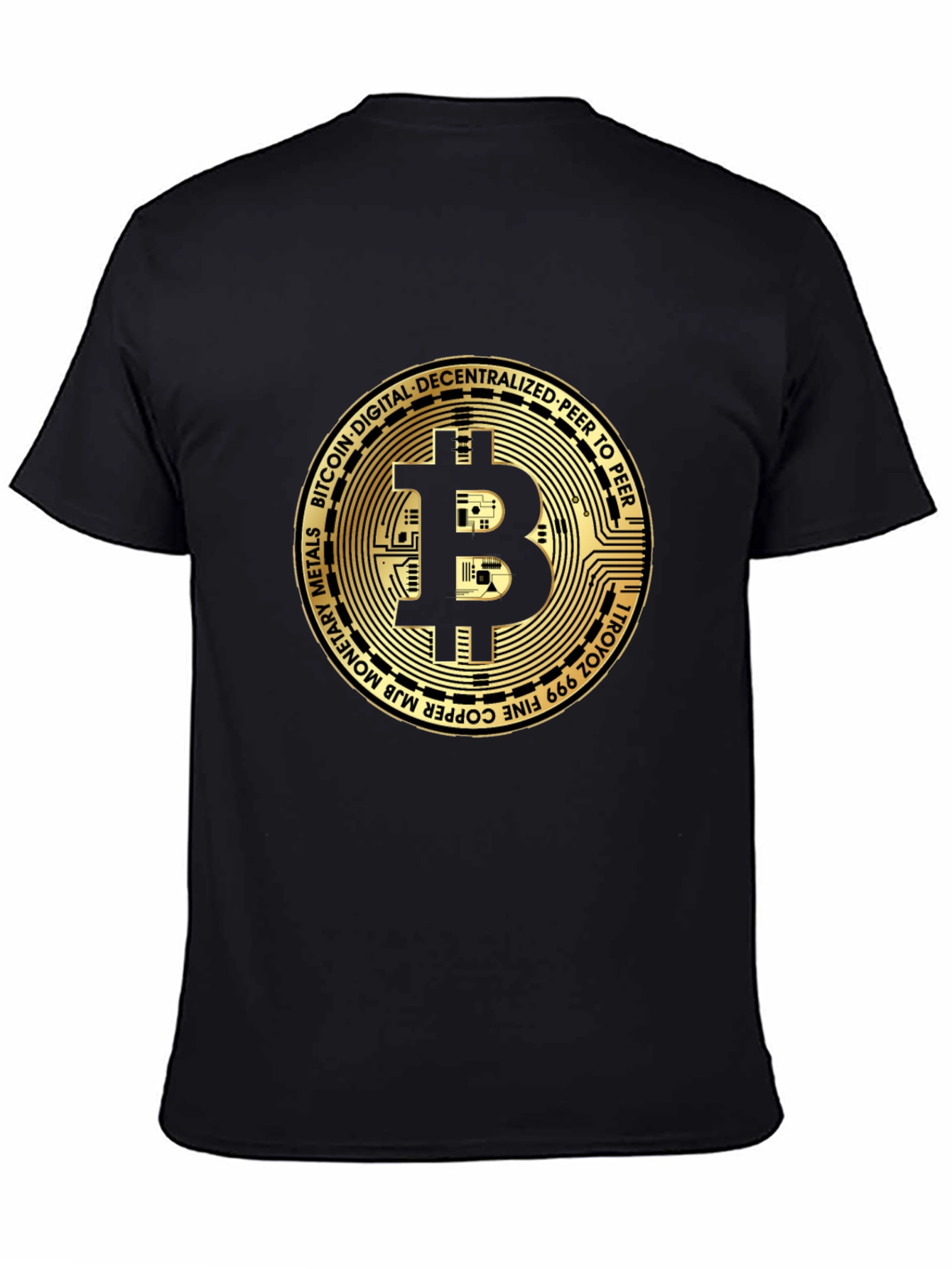 Bitcoin Gold Coin Graphic Black T-Shirt Crypto Currency Tee
