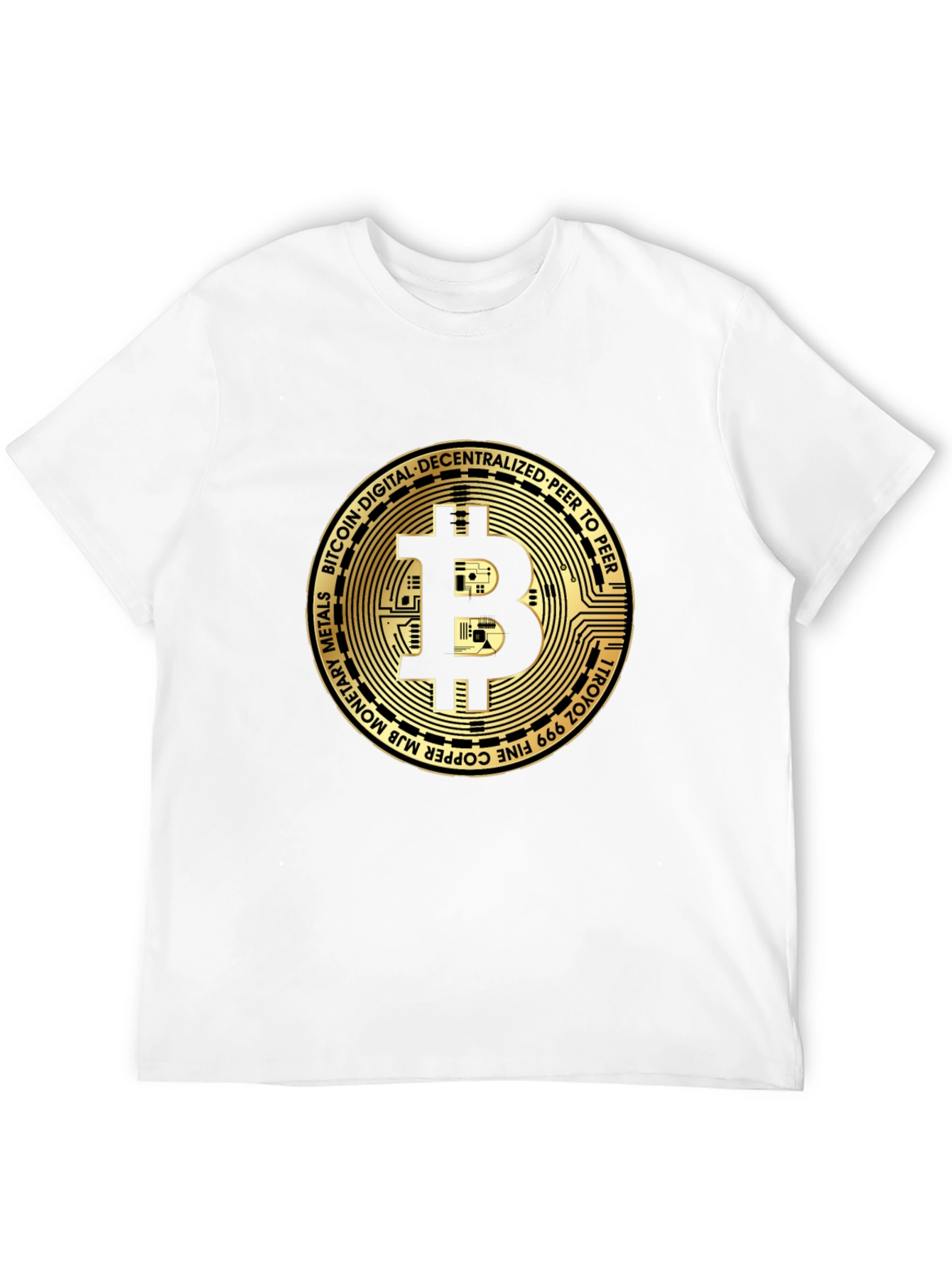 Bitcoin Gold Coin Graphic Black T-Shirt Crypto Currency Tee