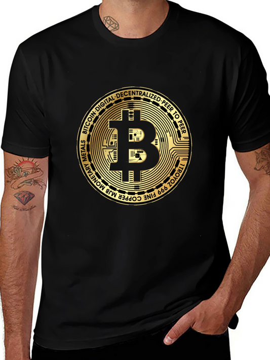 Bitcoin Gold Coin Graphic Black T-Shirt Crypto Currency Tee