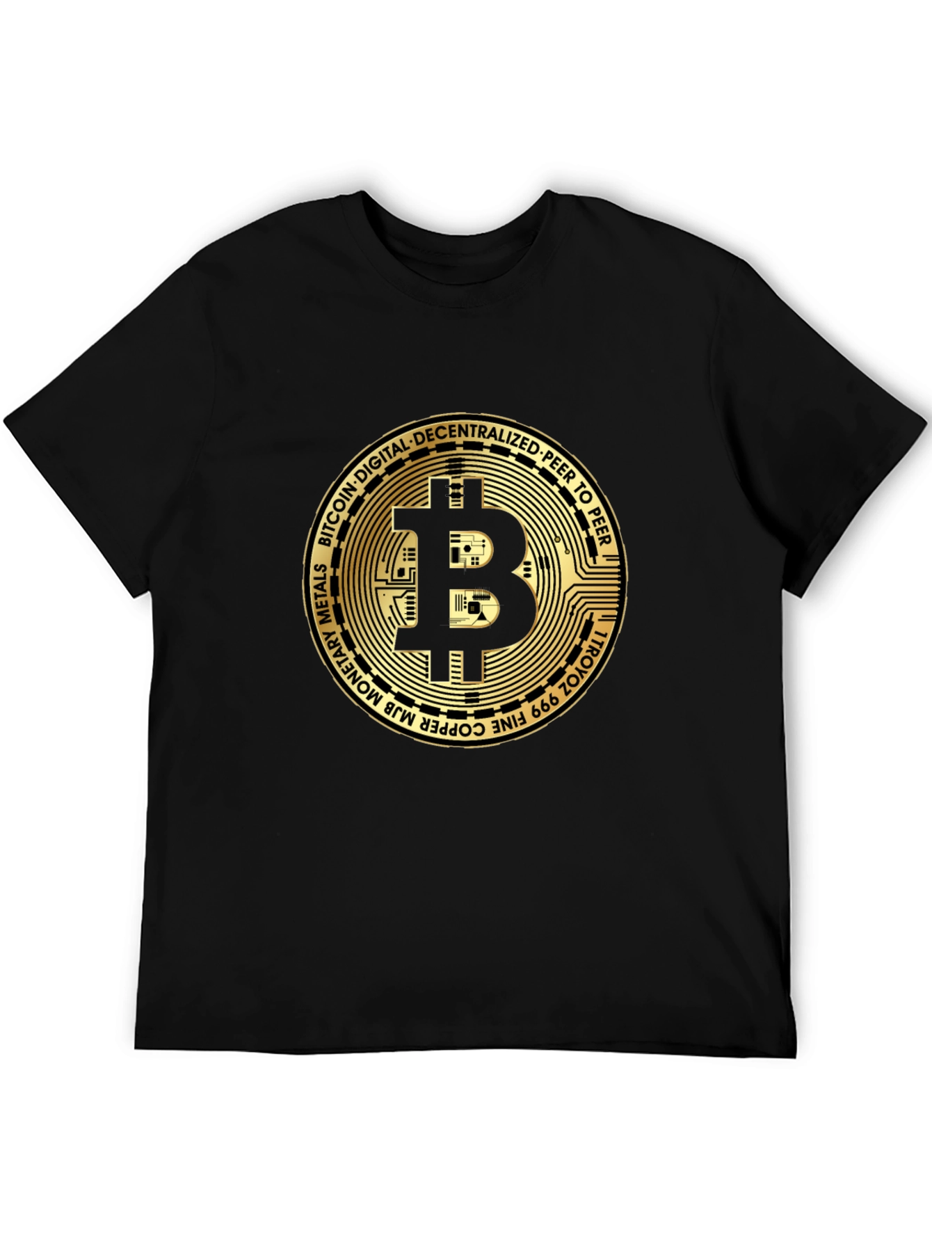 Bitcoin Gold Coin Graphic Black T-Shirt Crypto Currency Tee
