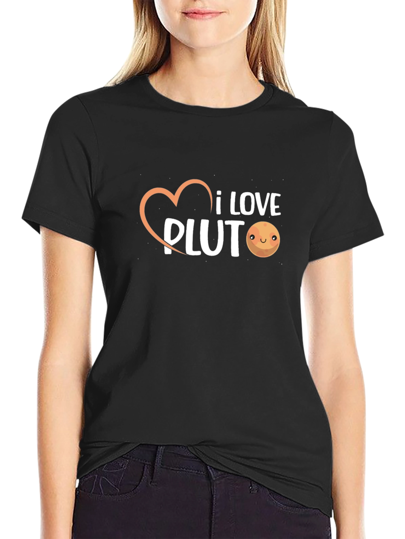 I Love Pluto Graphic Tee - Black Cotton T-Shirt